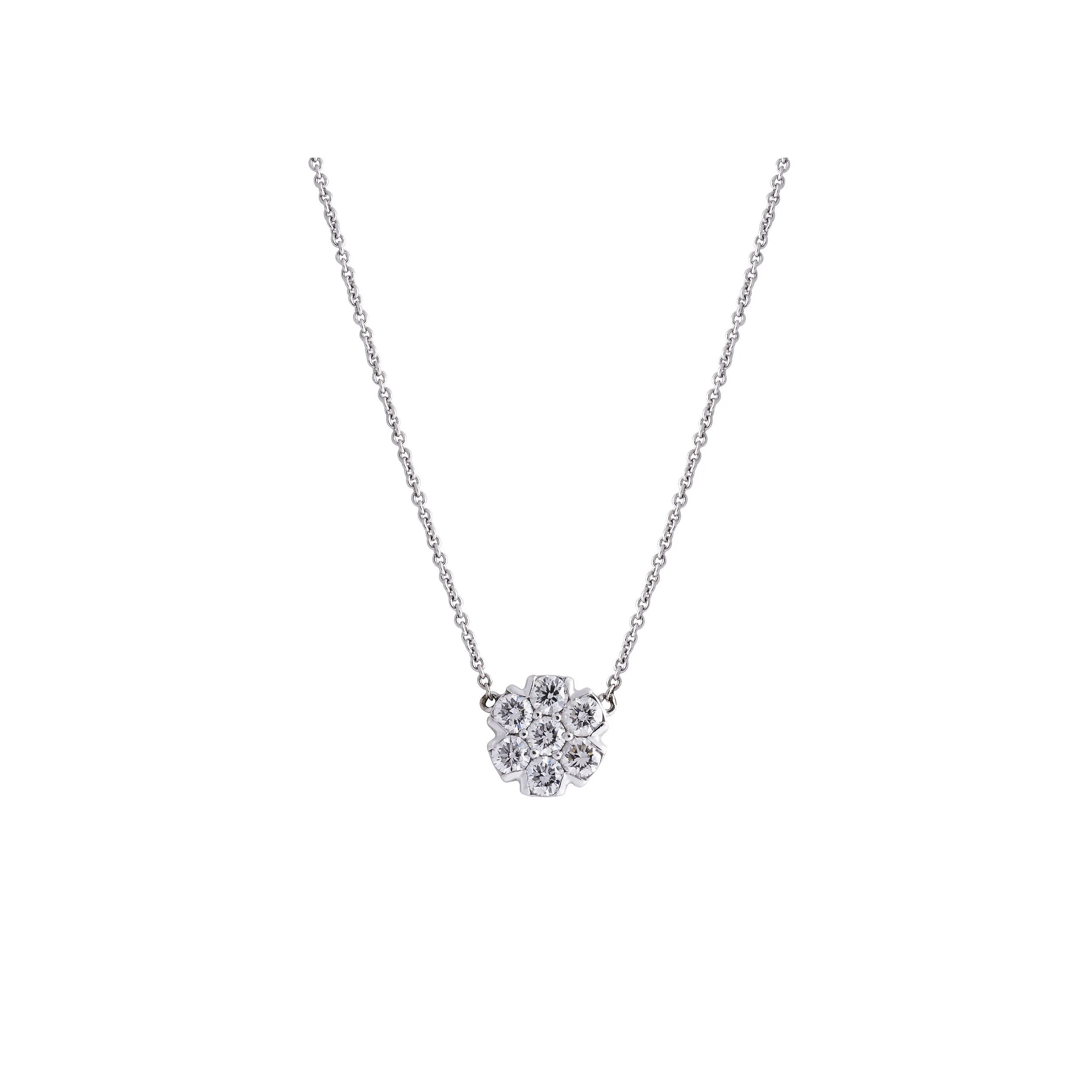 Diamond Flower Cluster Pendant Necklace