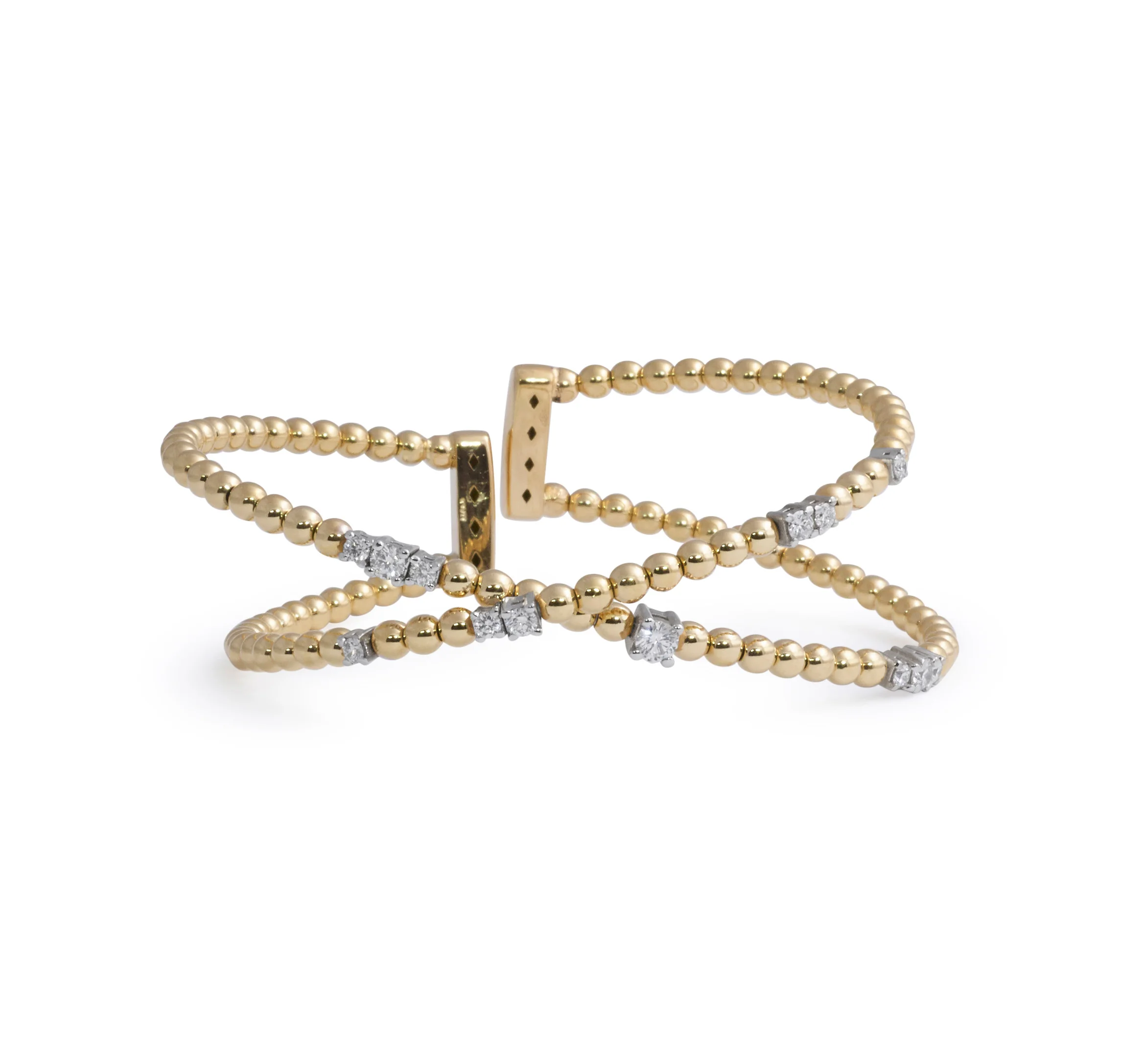 Beaded Gold Cuff With Diamonds