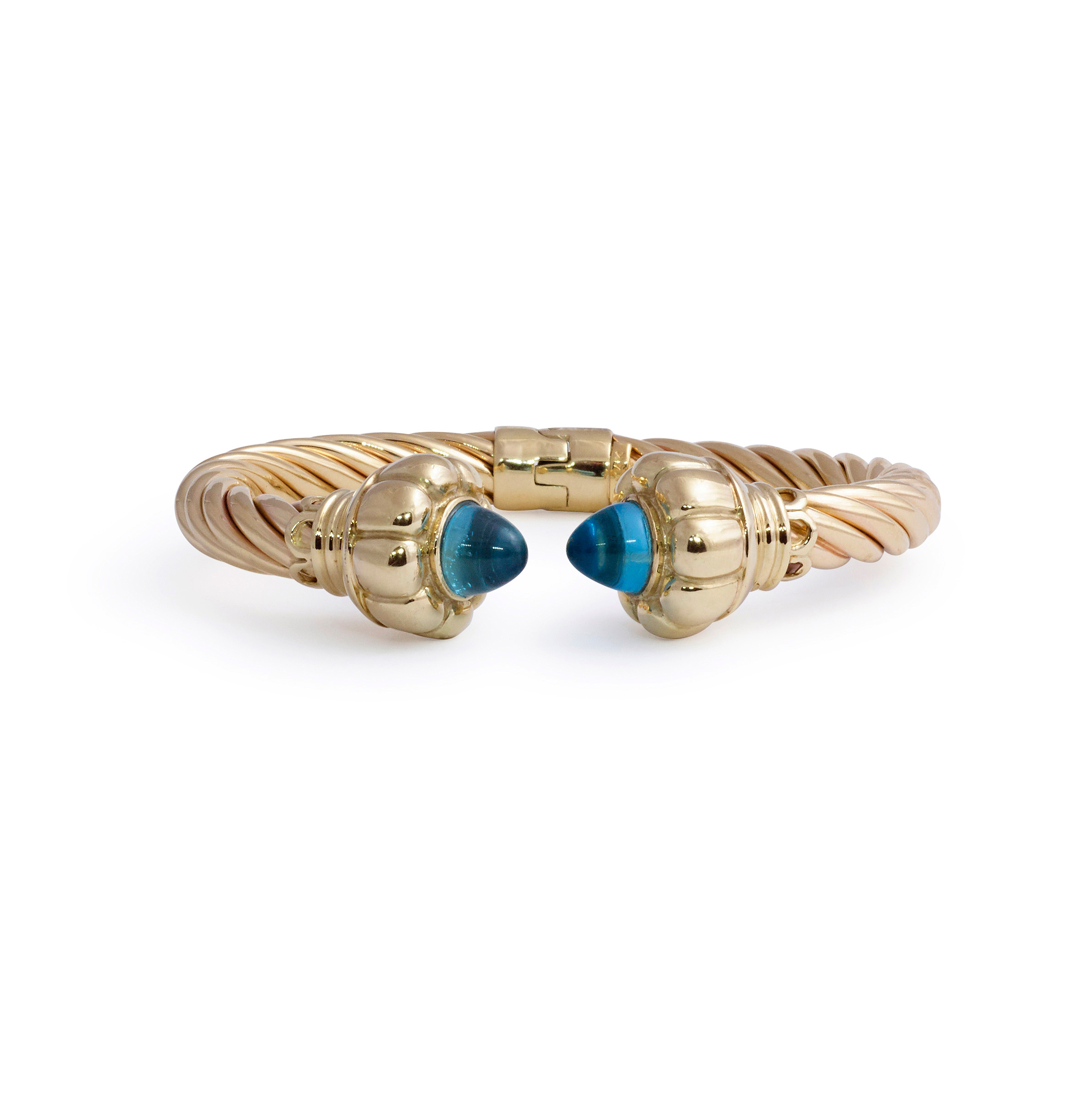 Blue Quartz and Gold Cuff Bracelet