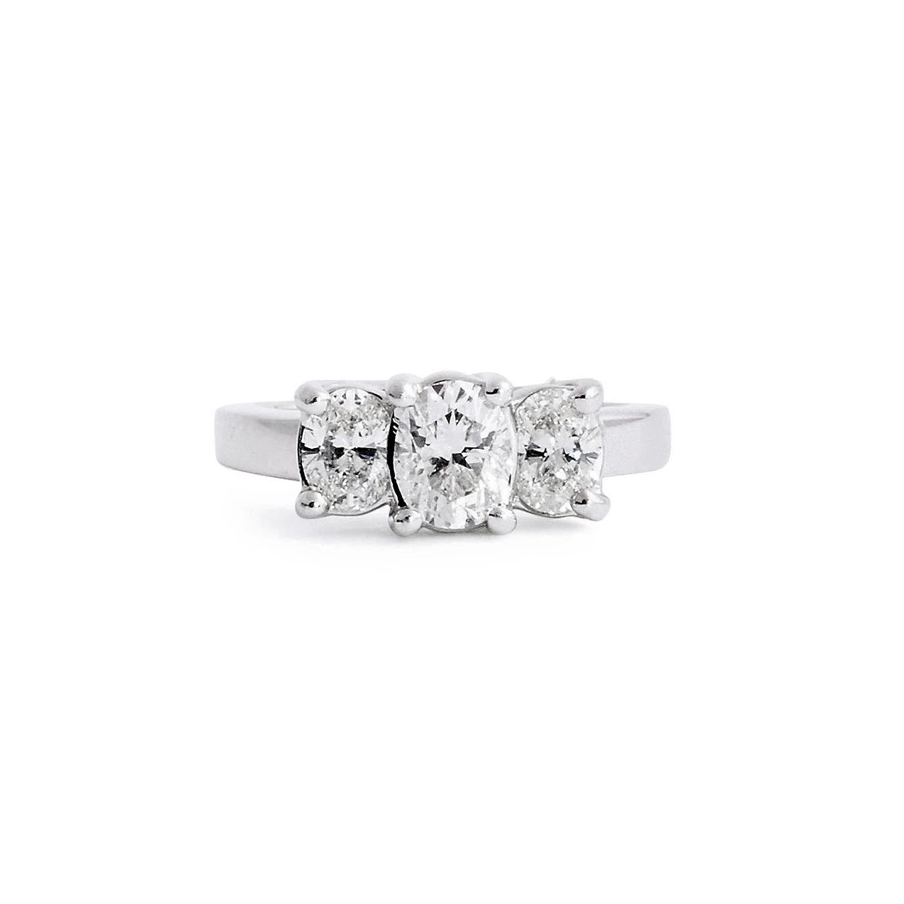 Three Oval Shape Diamond Engagement Ring