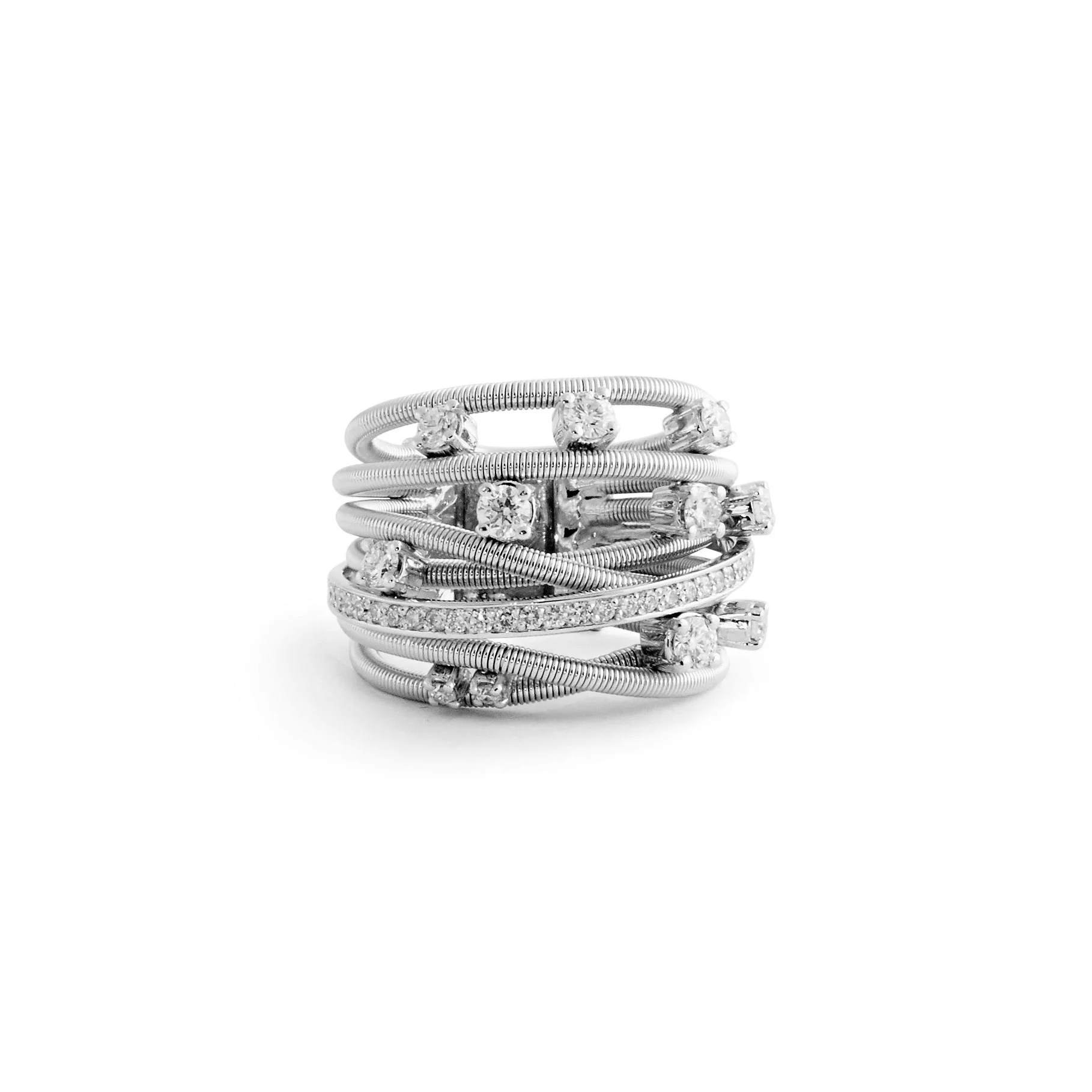 Multi-level Cable and Diamond Ring