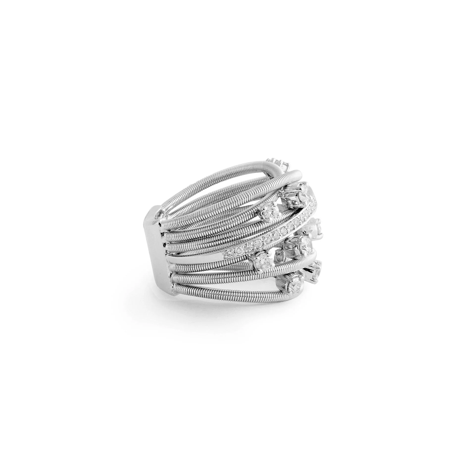 Multi-level Cable and Diamond Ring