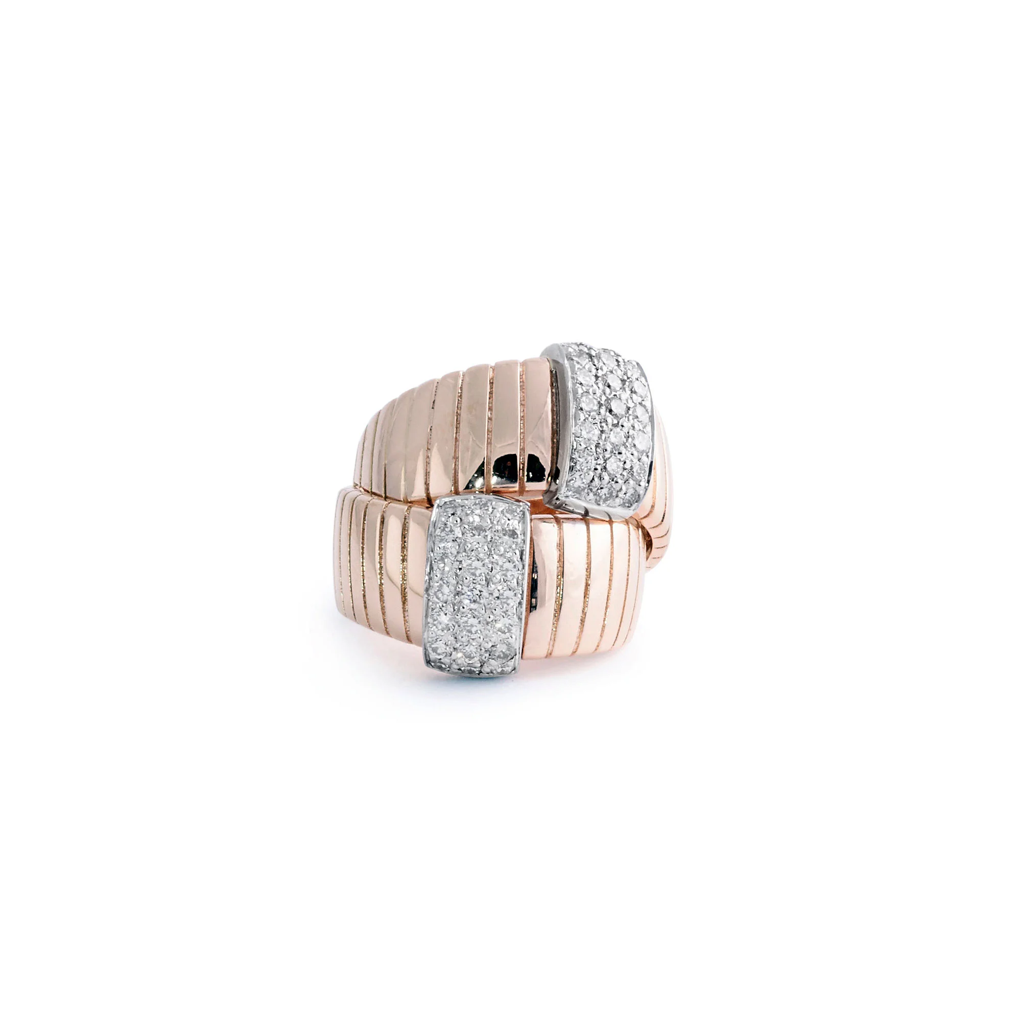 Ribbed Gold and Diamond Ring