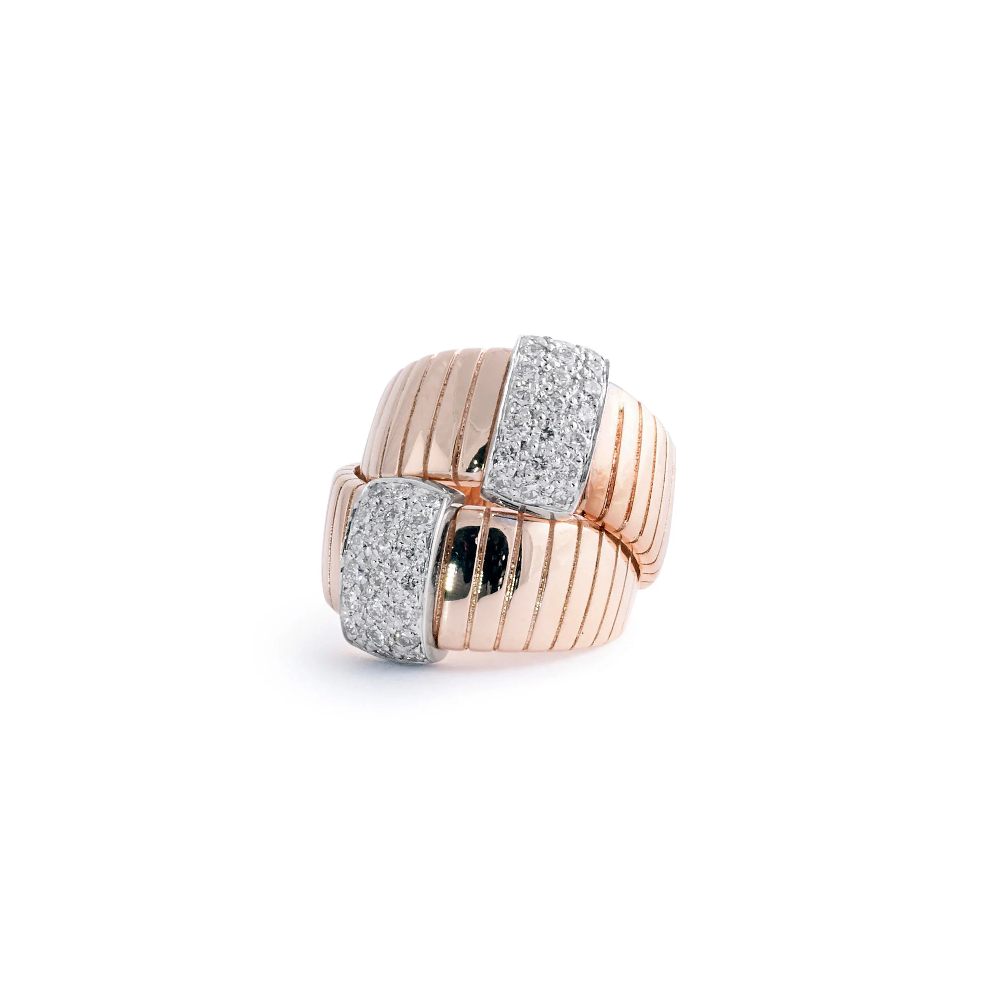 Ribbed Gold and Diamond Ring