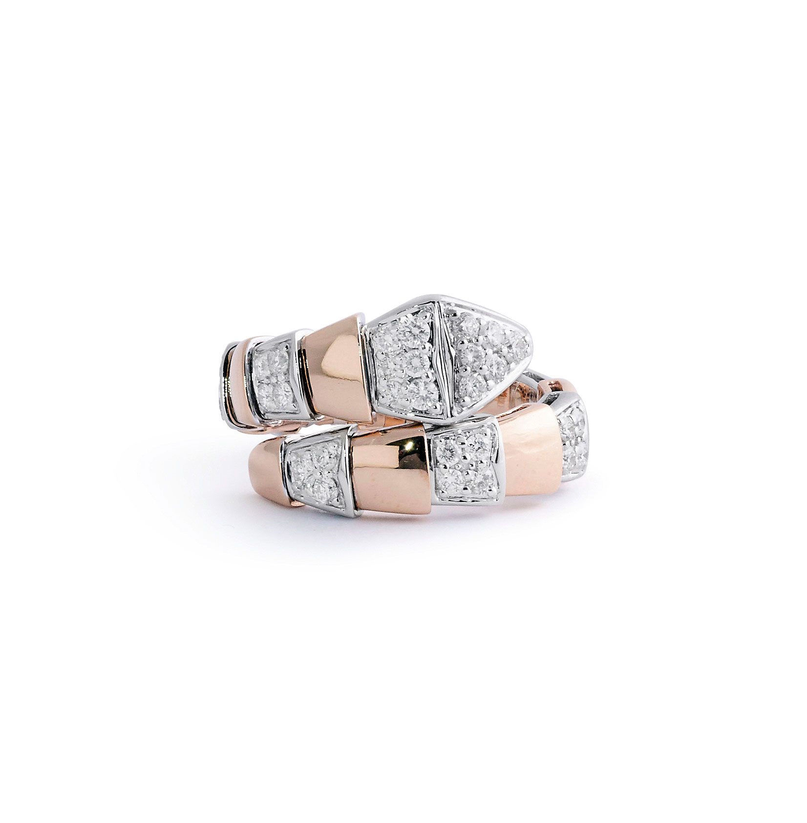 Serpentine Diamond and Gold Ring