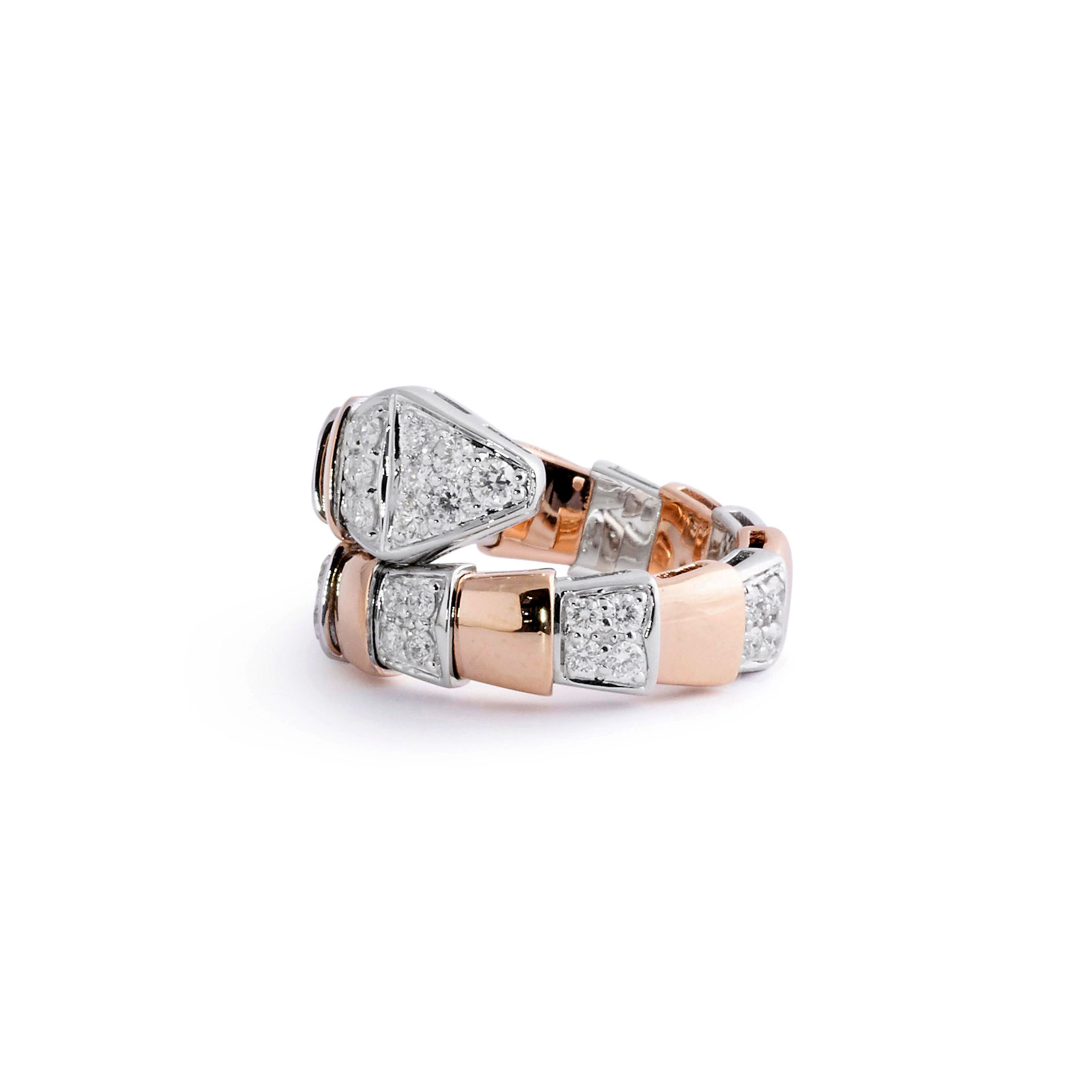 Serpentine Diamond and Gold Ring