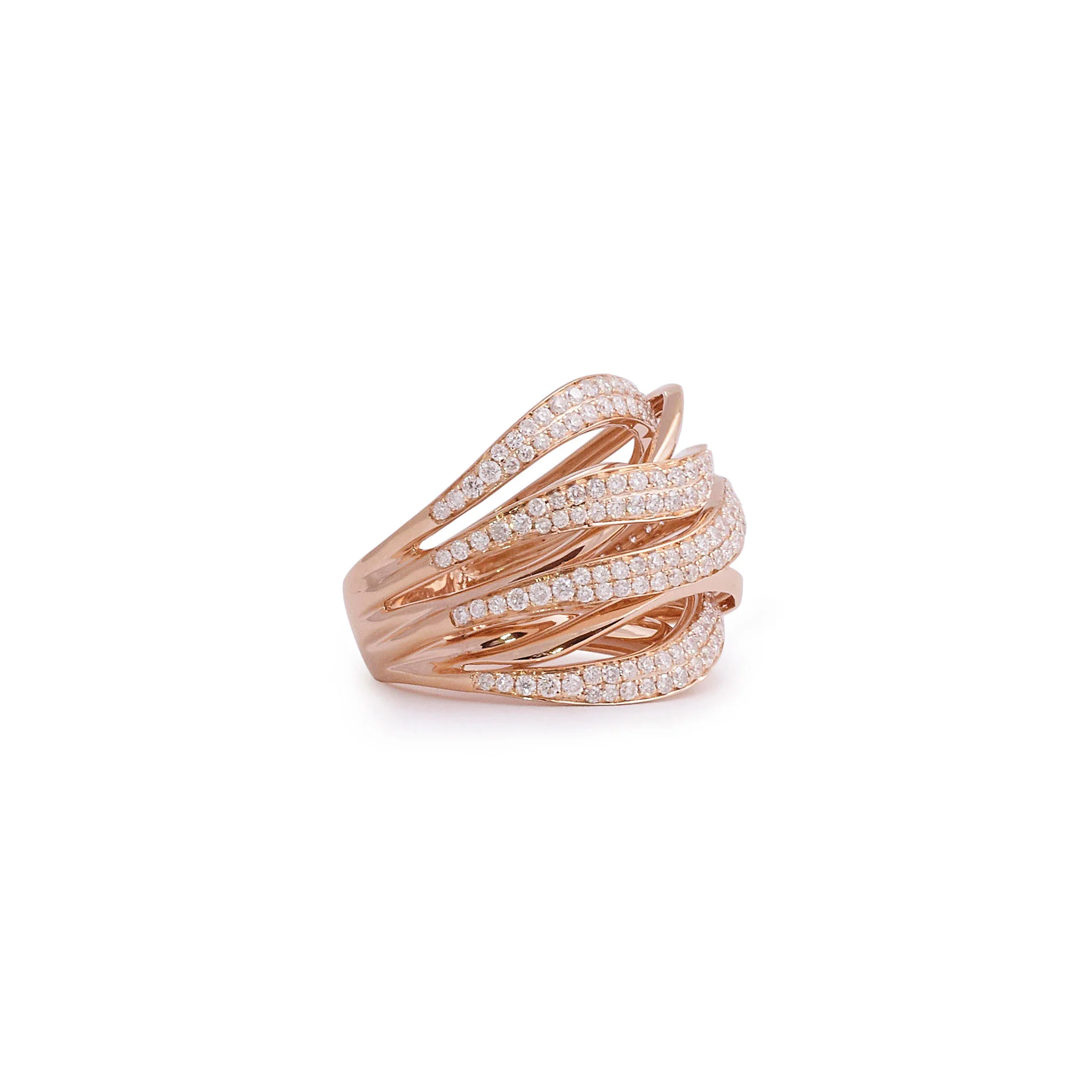 Rose Gold and Diamond Swirl Ring