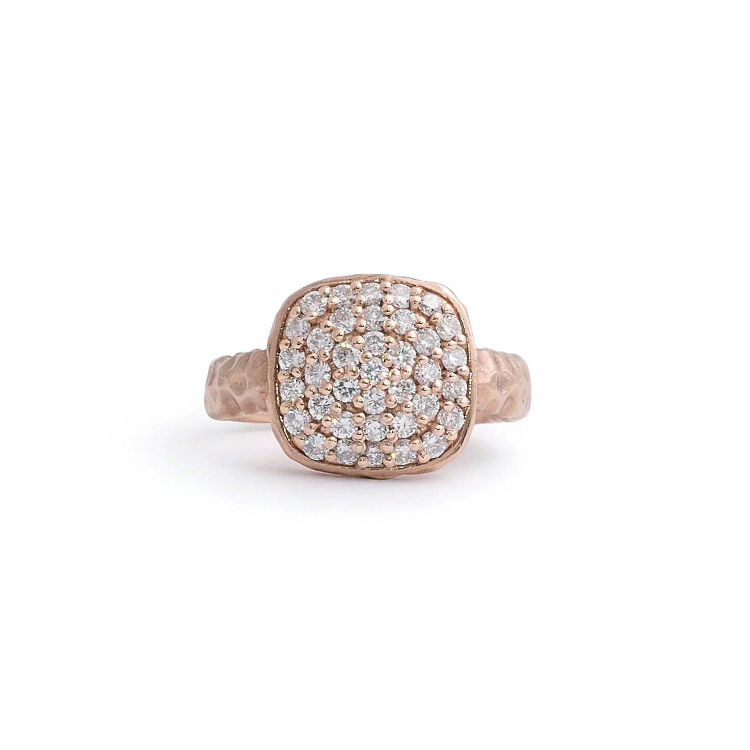Hammered Rose Gold and Diamond Ring