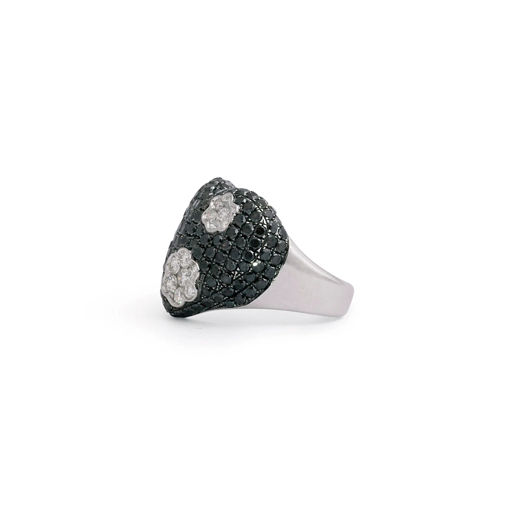 Black and White Diamond Heart Ring