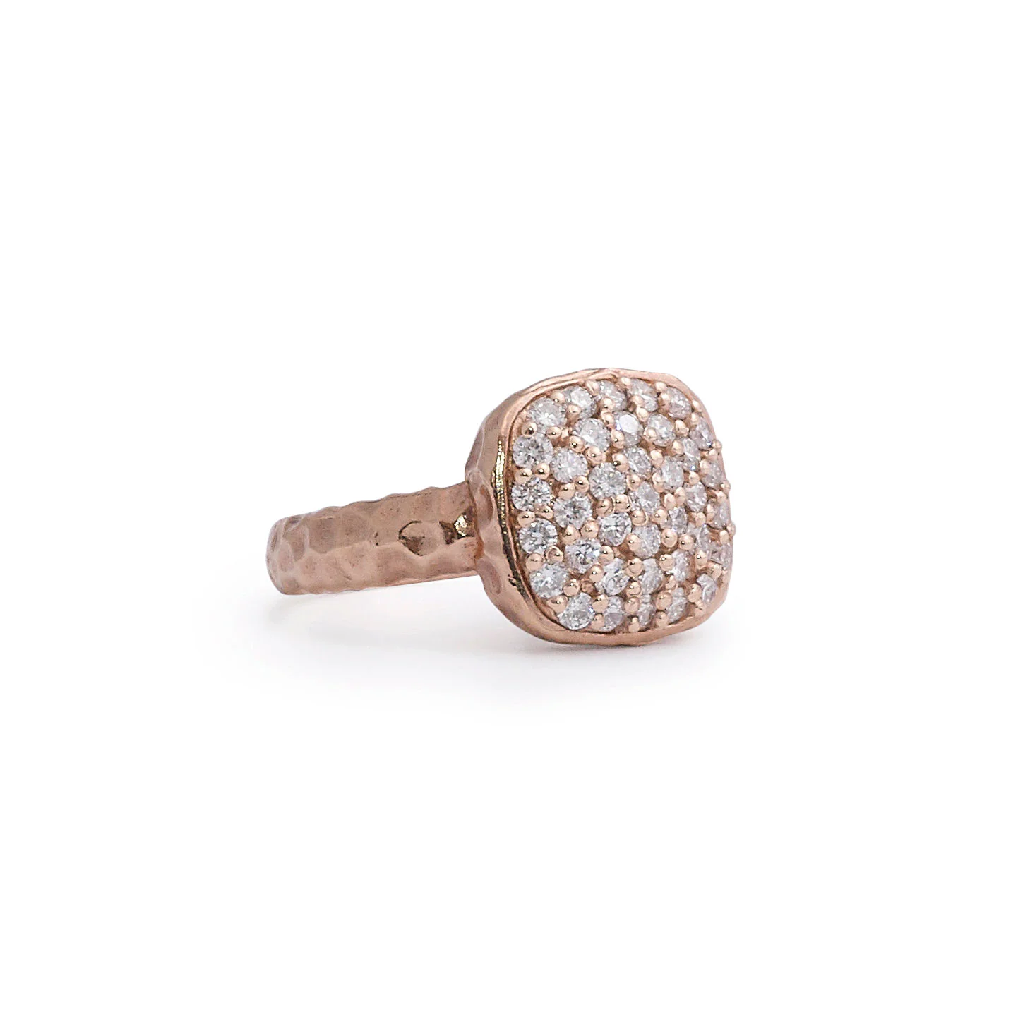Hammered Rose Gold and Diamond Ring