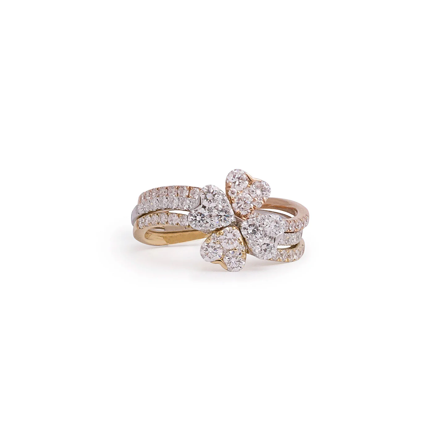 Four Leaf Clover Diamond Stack Ring