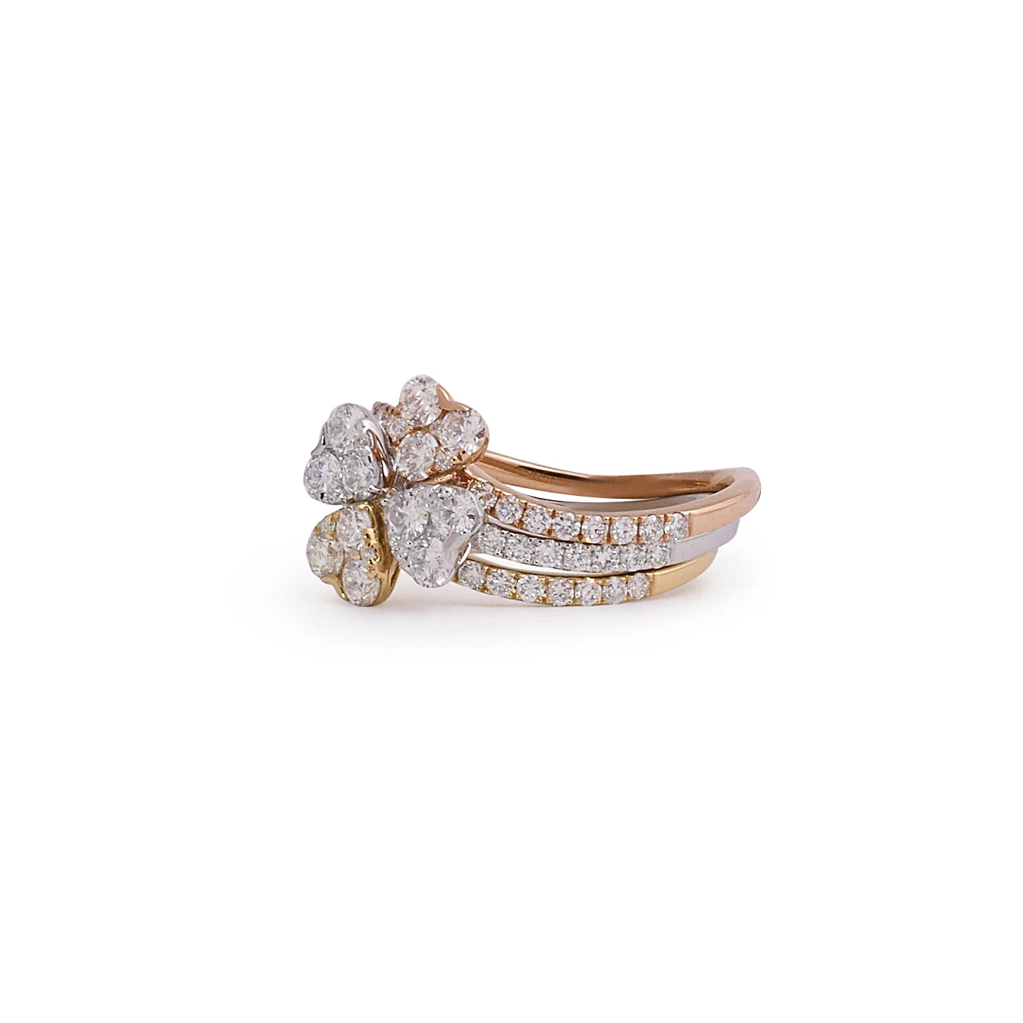 Four Leaf Clover Diamond Stack Ring