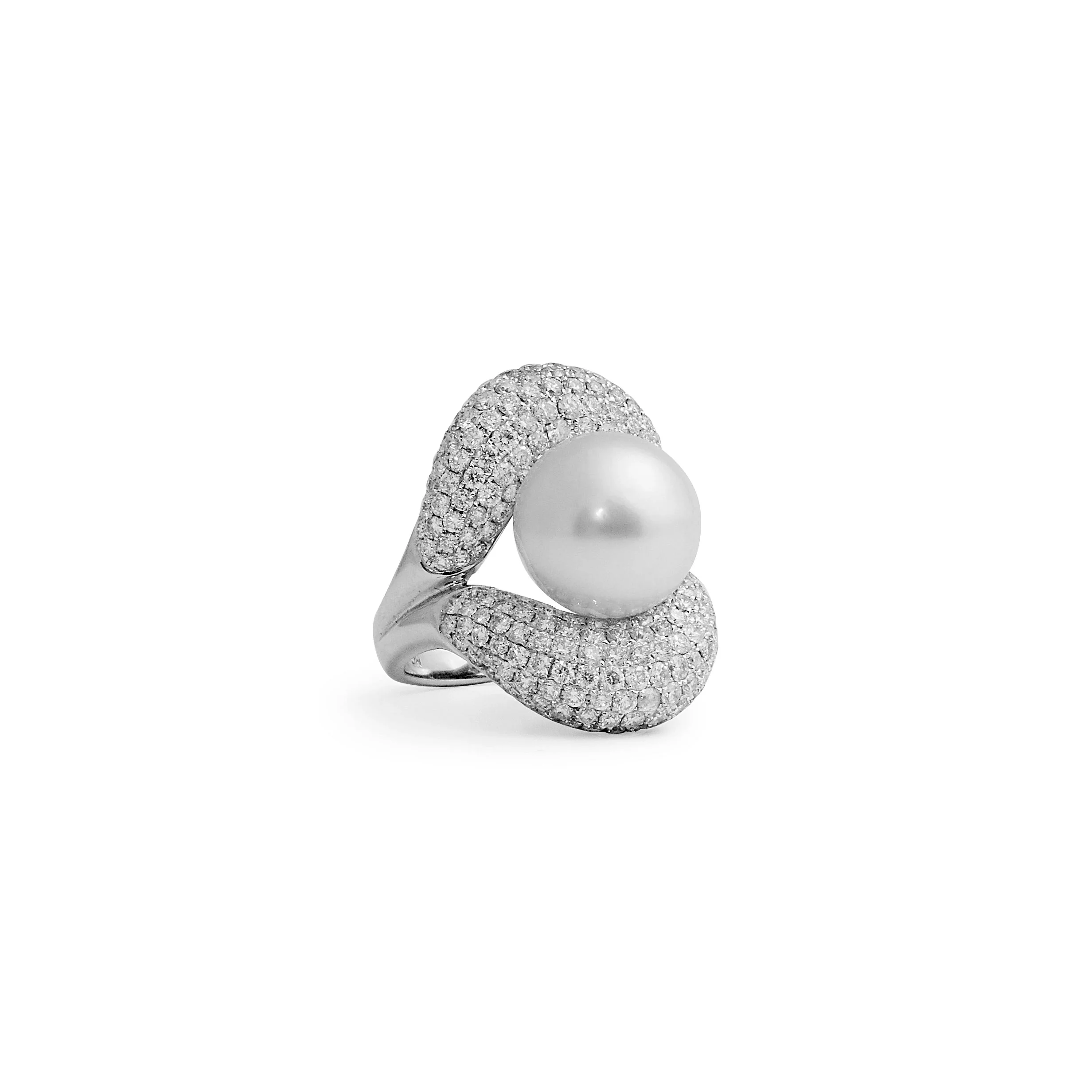 South Sea Pearl and Pavé Diamond Ring