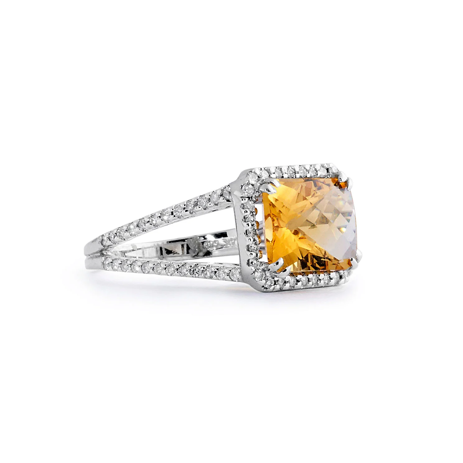 Citrine and Diamond Cocktail Ring