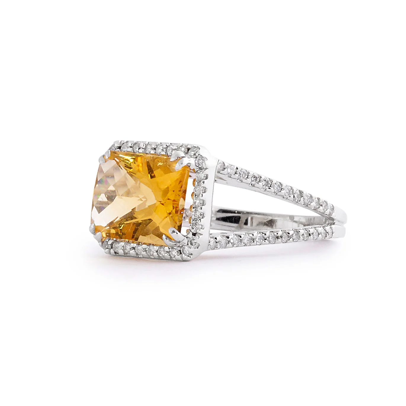 Citrine and Diamond Cocktail Ring