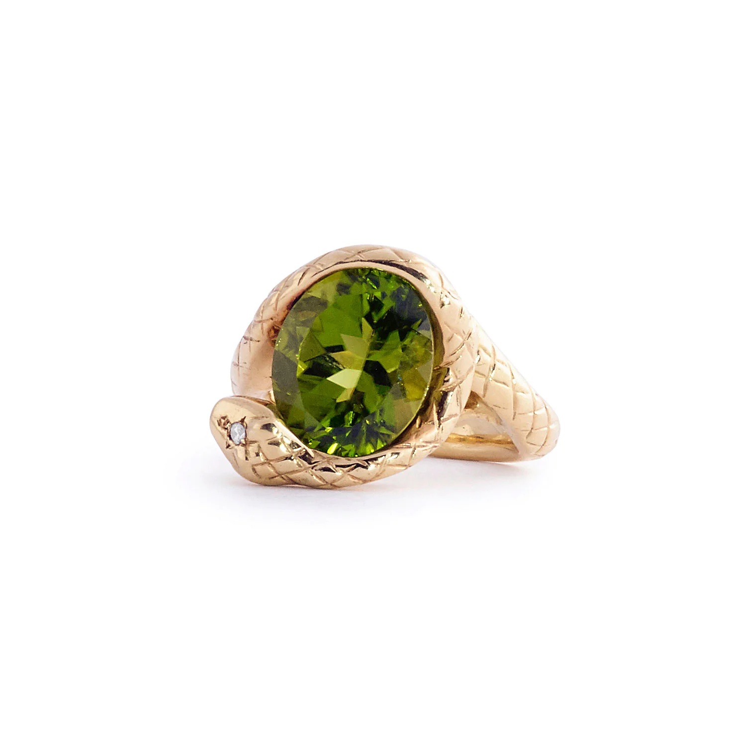 Peridot Stone Serpentine Ring