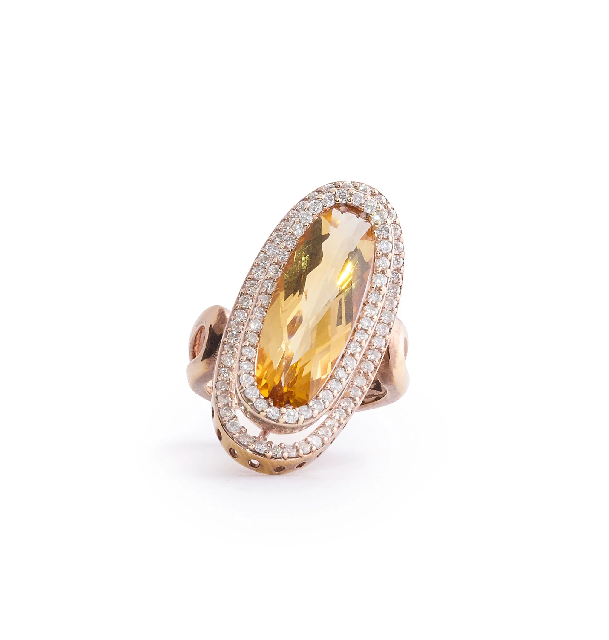 Citrine and Diamond Cocktail Ring