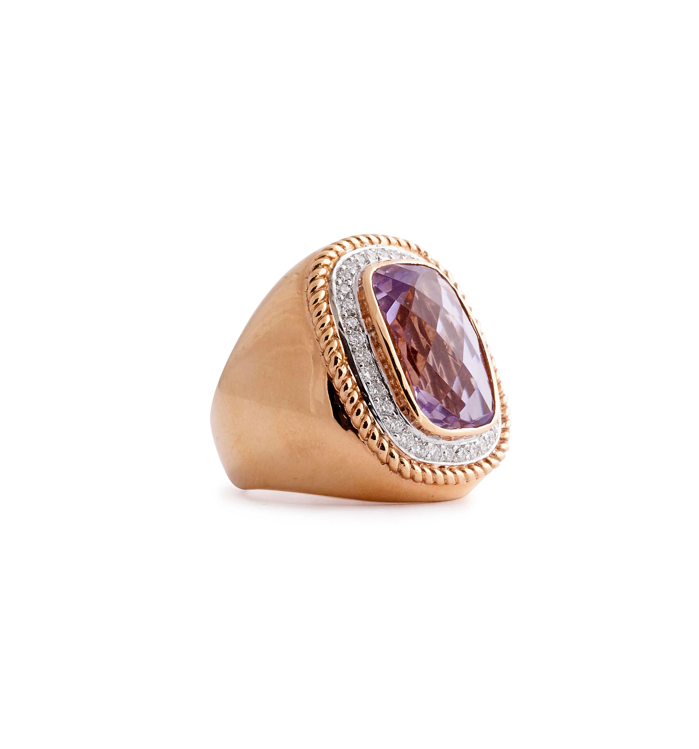 Amethyst and Diamond Cocktail Ring 2