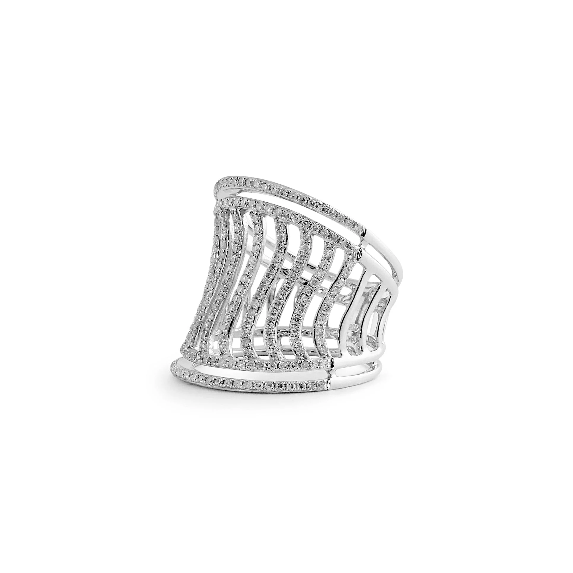 Diamond Ring with Wavy Bars