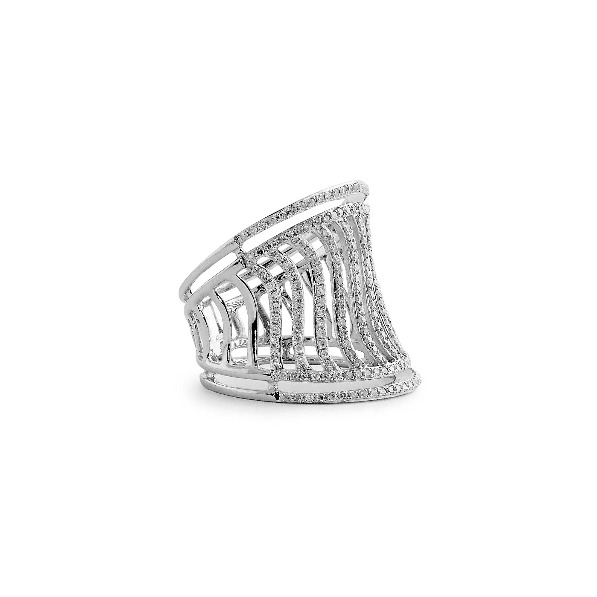 Diamond Ring with Wavy Bars