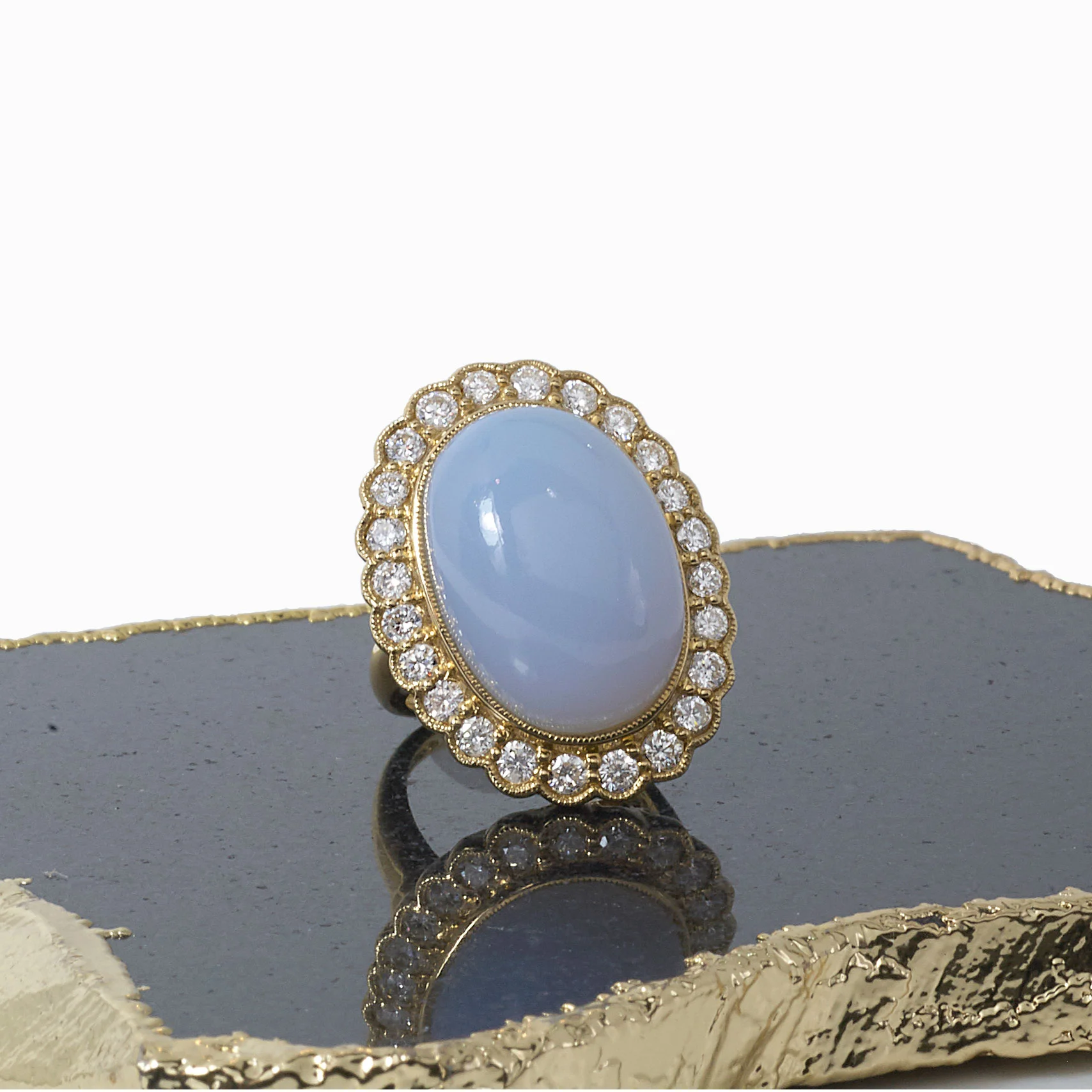 Chalcedony and Diamond Cocktail Ring
