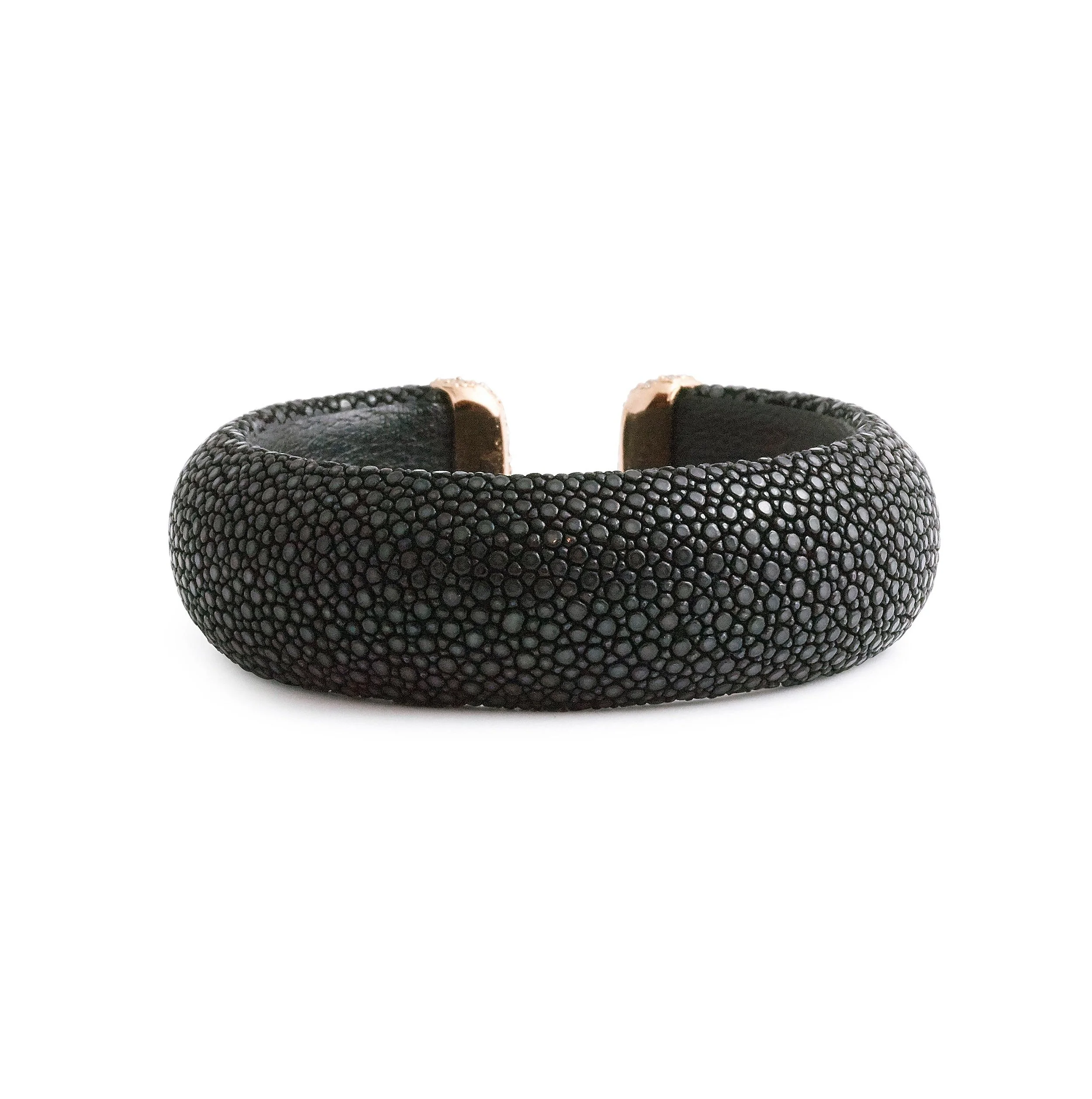 Black Stingray Leather and Diamond Cuff