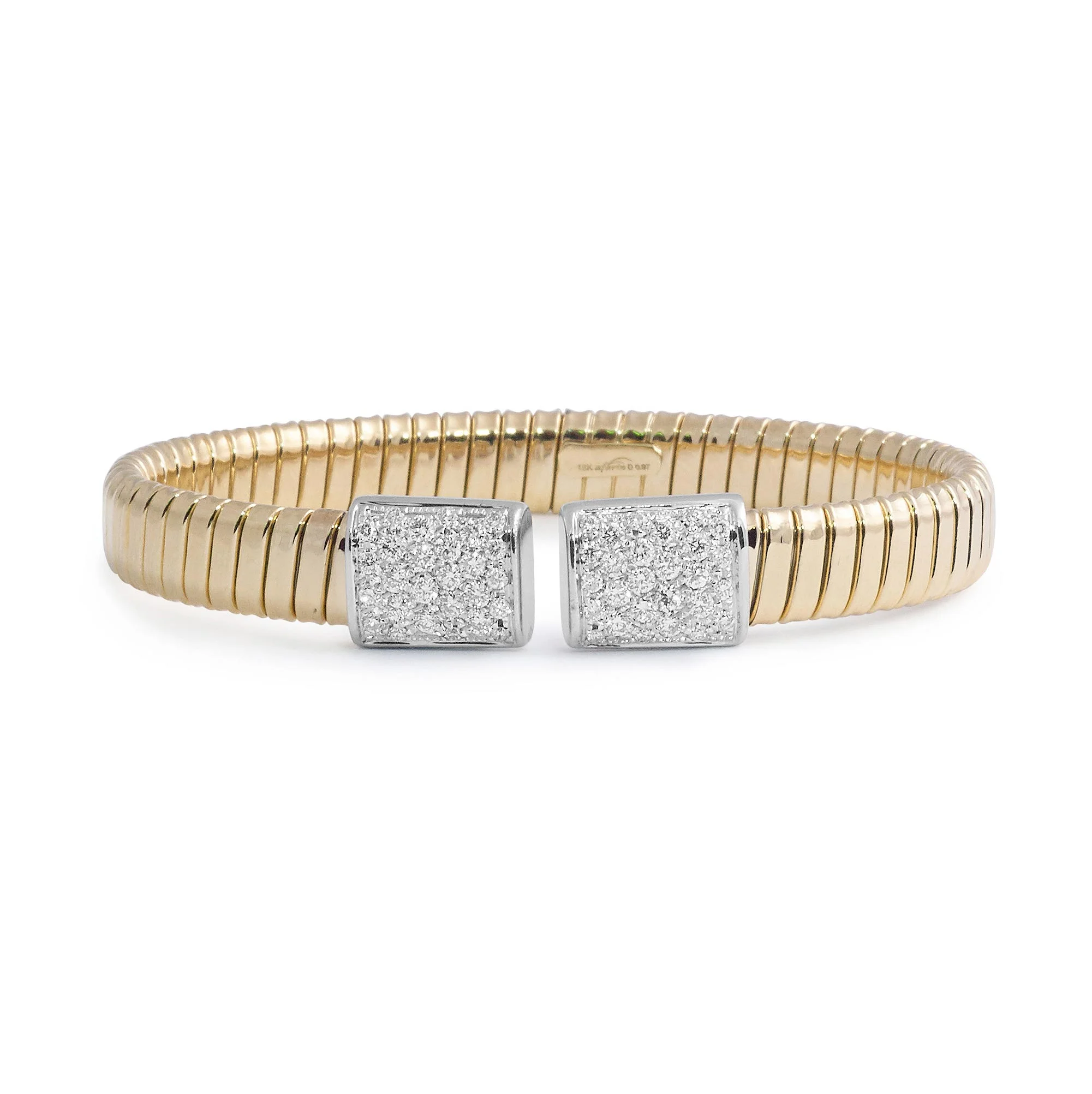 Ribbed Gold and Diamond Cuff
