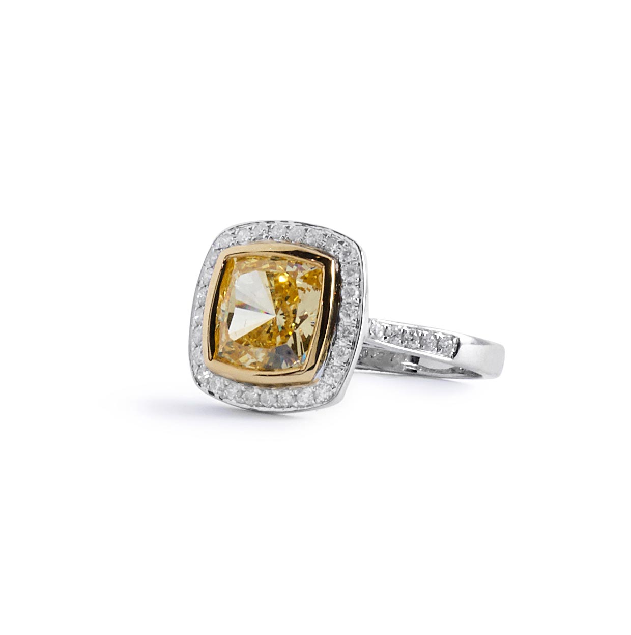 Canary Crystal and Diamond Ring