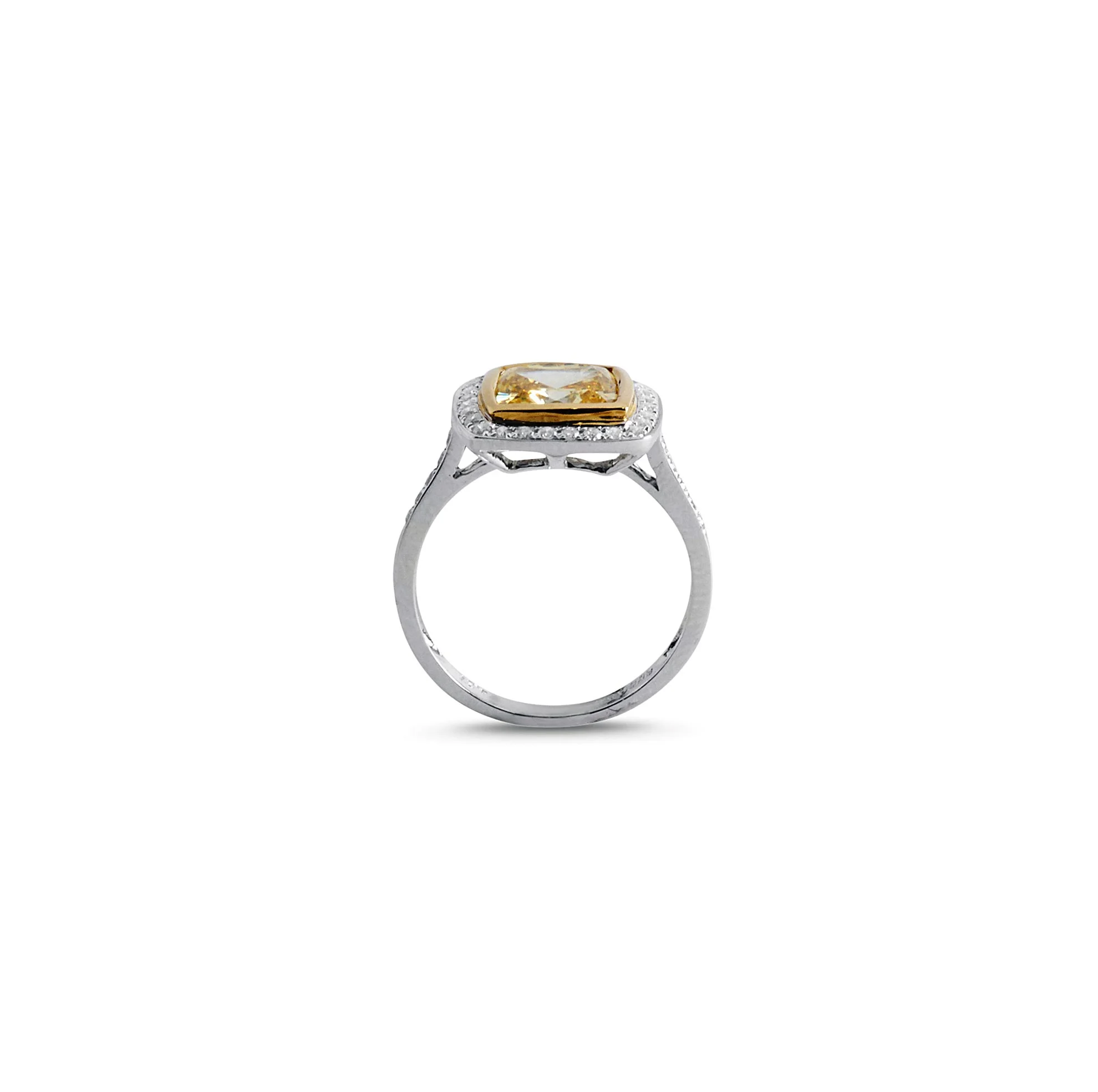 Canary Crystal and Diamond Ring