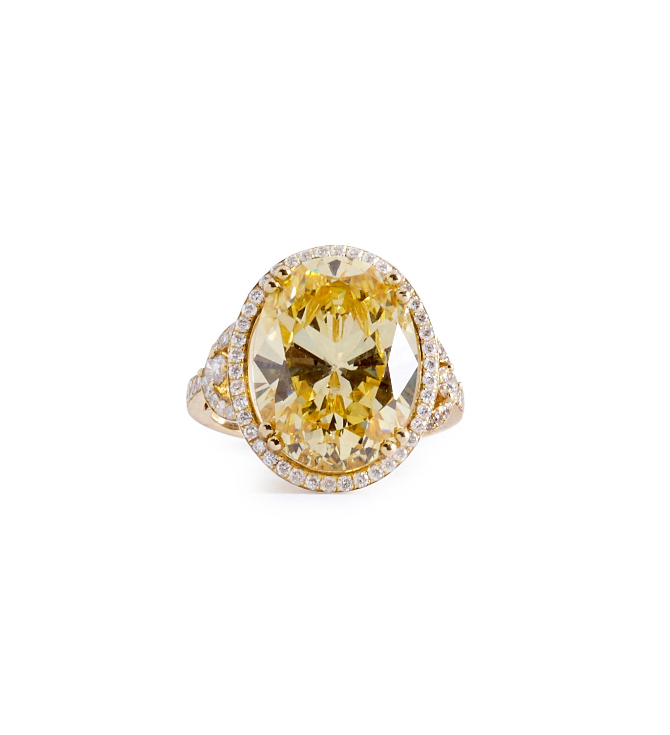 Oval Canary Crystal and Diamond Ring