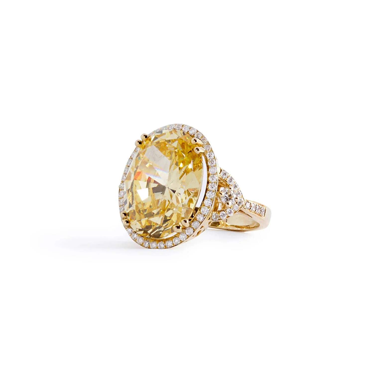 Oval Canary Crystal and Diamond Ring