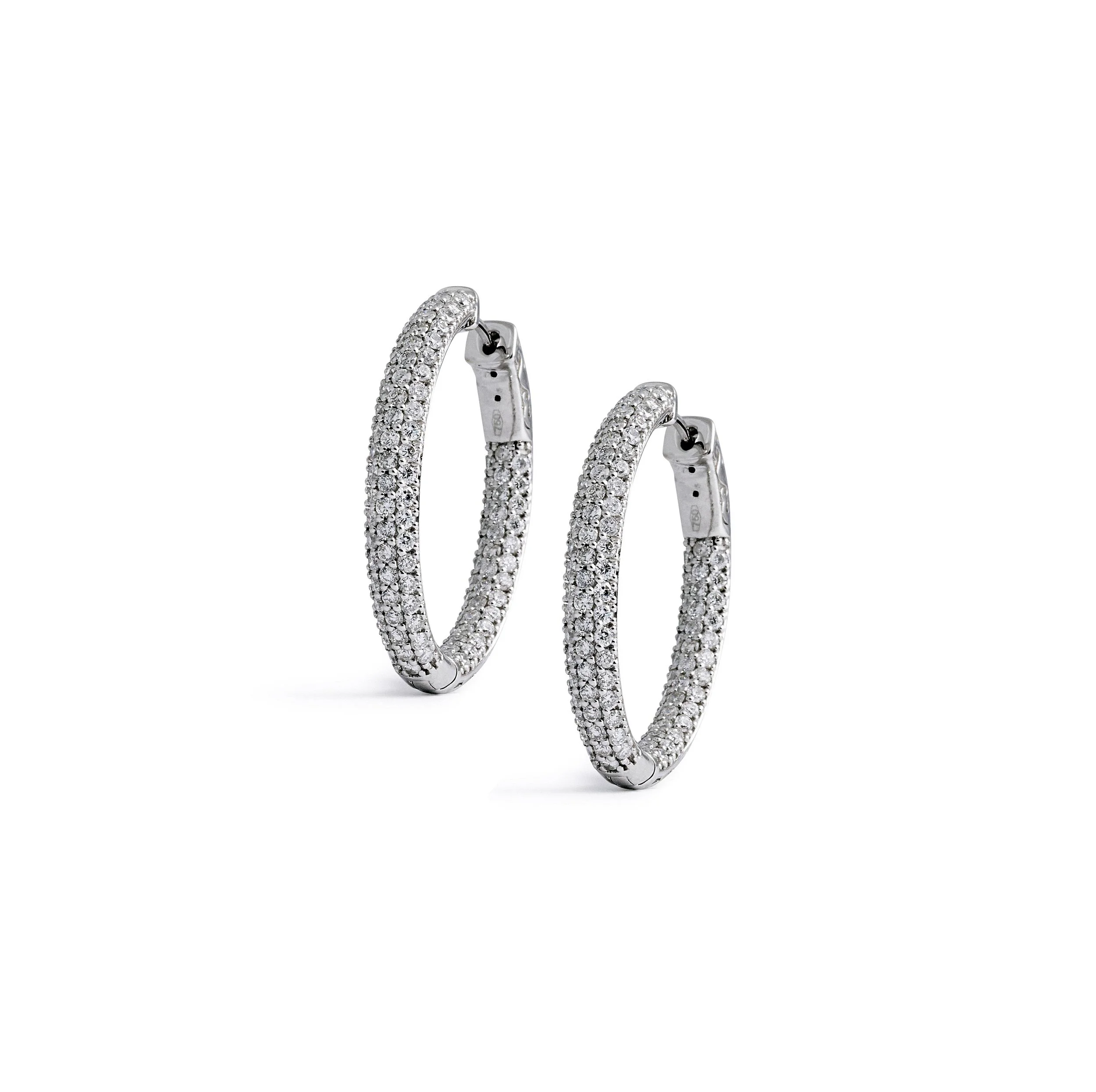 Oval Diamond Hoop Earrings