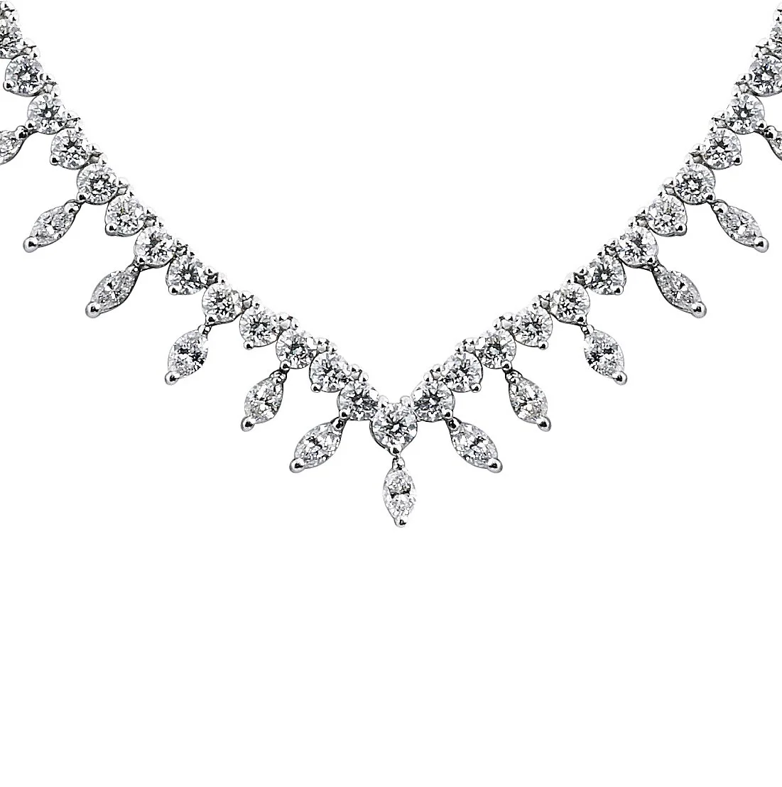 V-Shape Marquise and Round Diamond Necklace