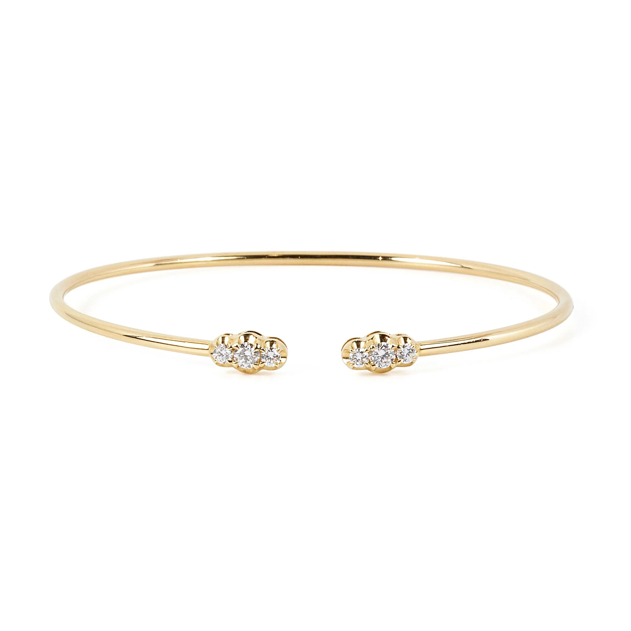 Thin Yellow Gold and Diamond Cuff