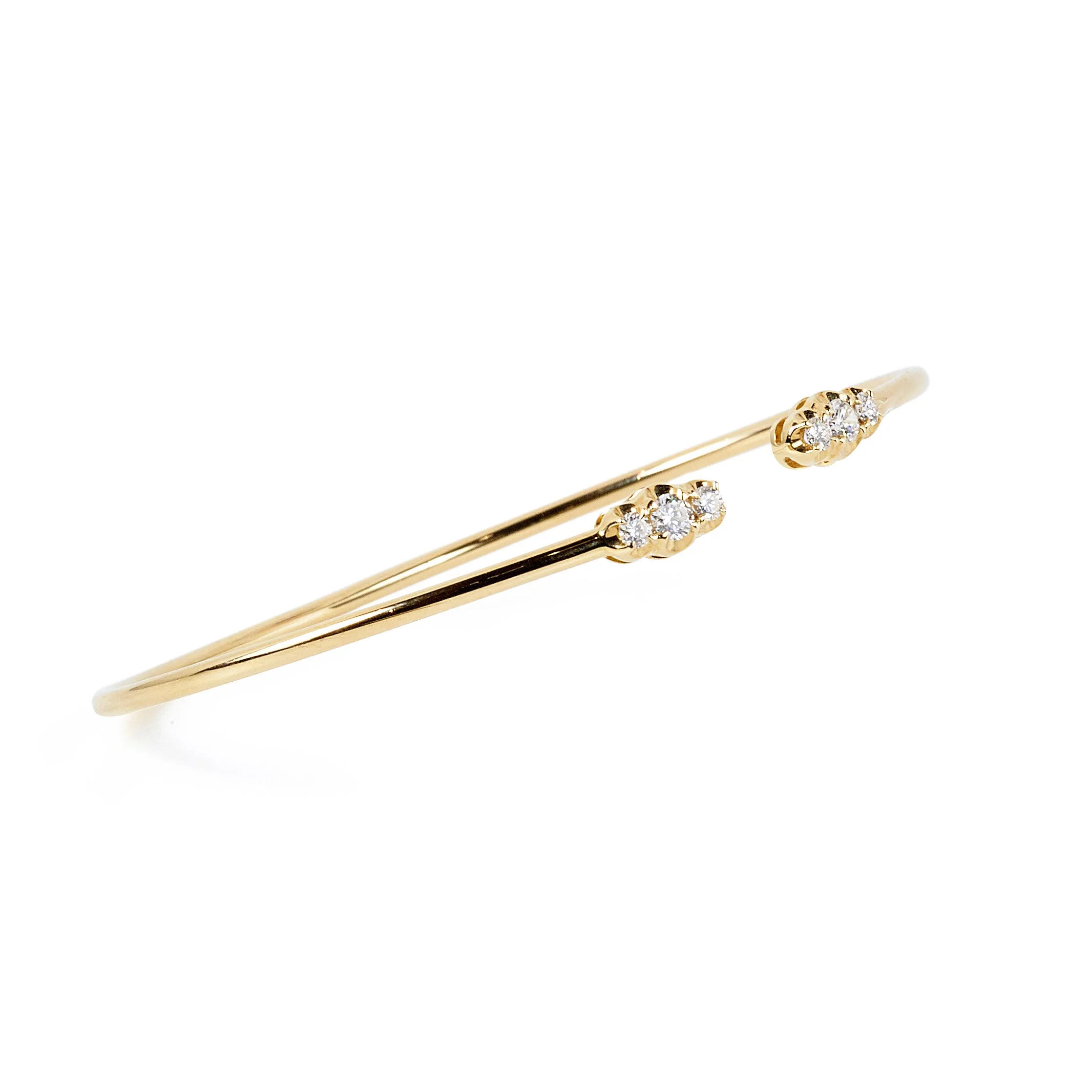 Thin Yellow Gold and Diamond Cuff