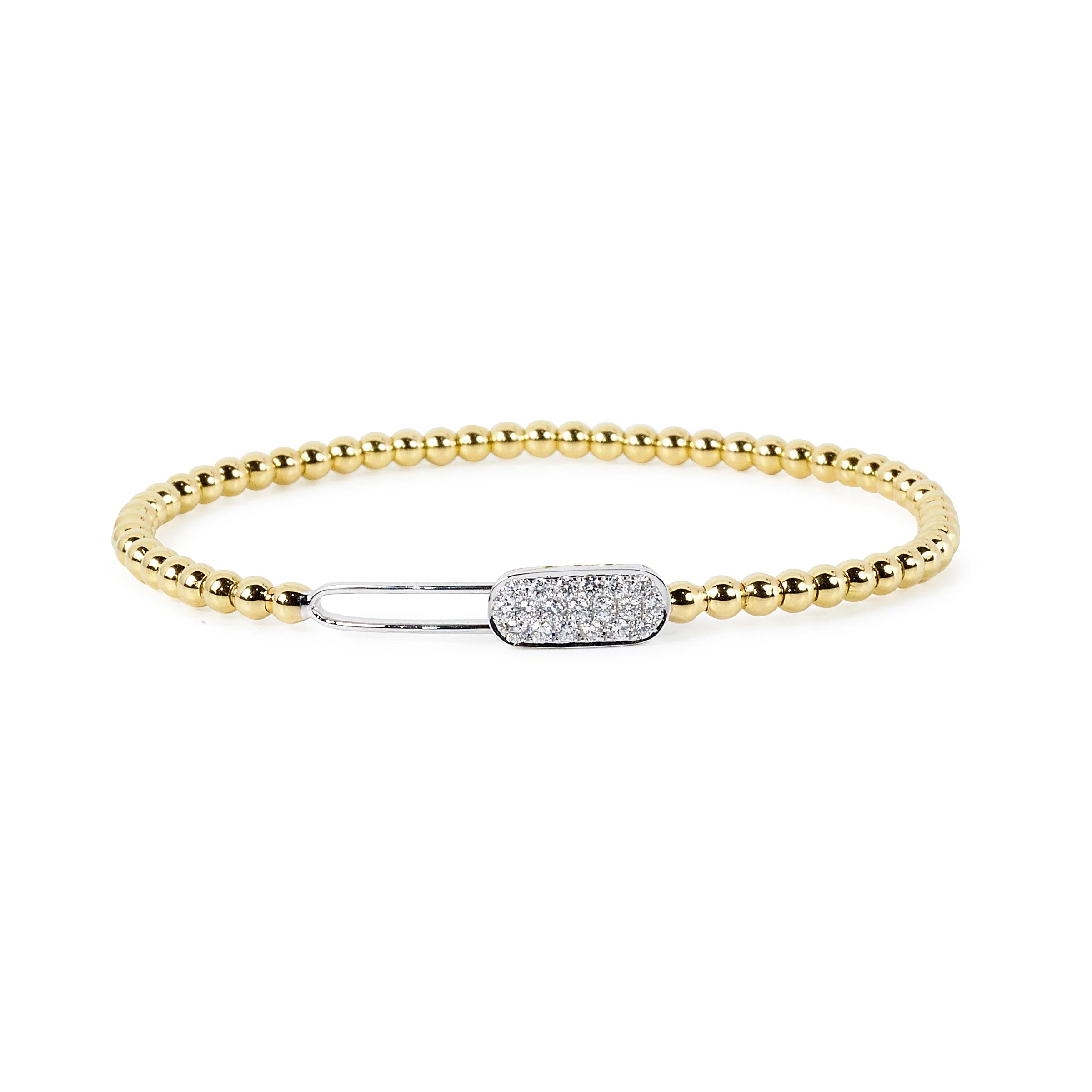 Copy of Gold Stretch Bracelet with Sliding Diamond Center