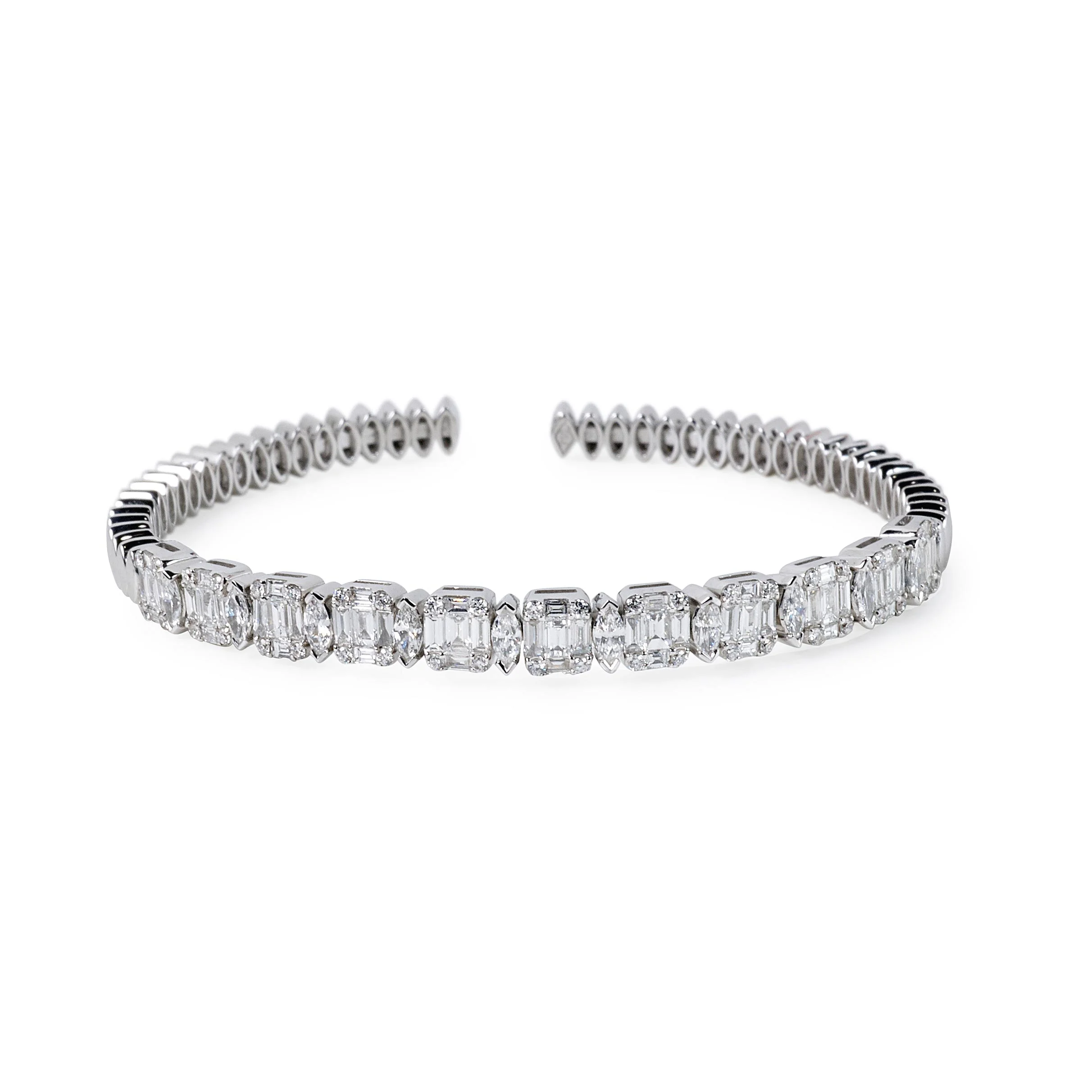 Round Marquise and Baguette Diamond Cuff