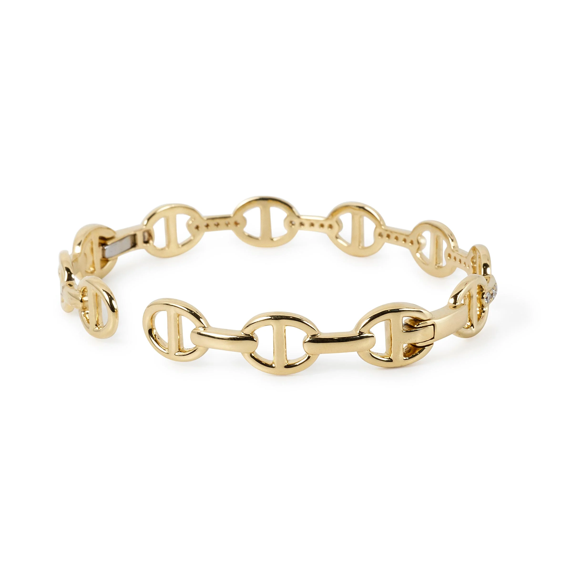 Gold Link Cuff with Diamonds