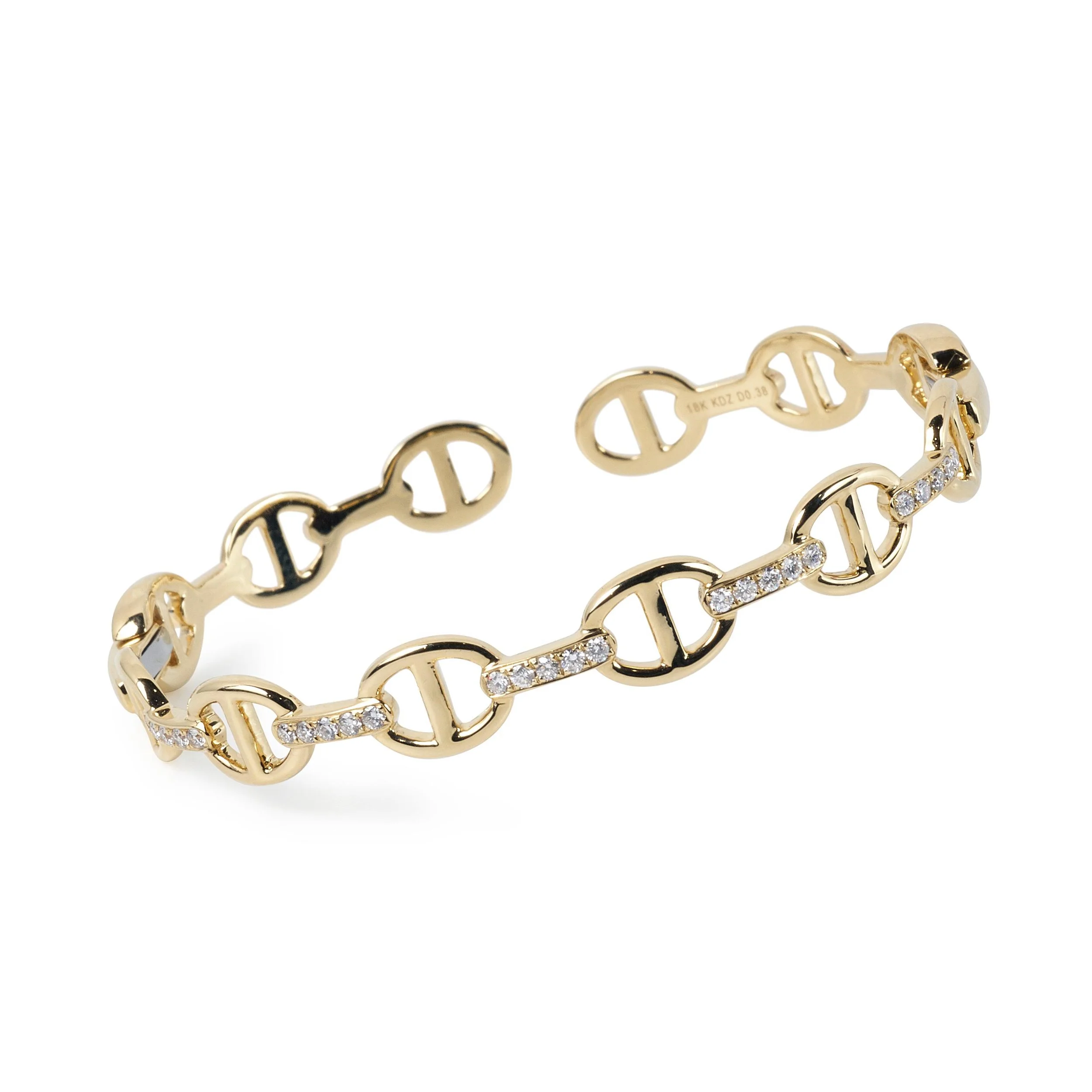 Gold Link Cuff with Diamonds