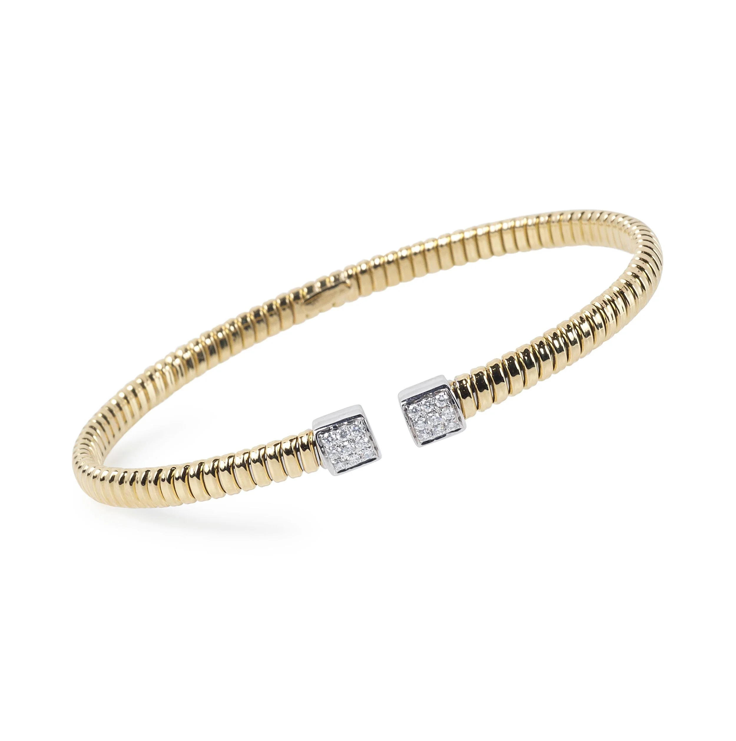 Ribbed Gold and Diamond Cuff