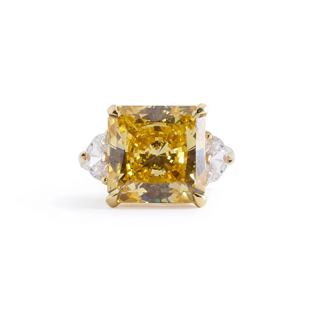 Square Shape Canary Crystal Ring