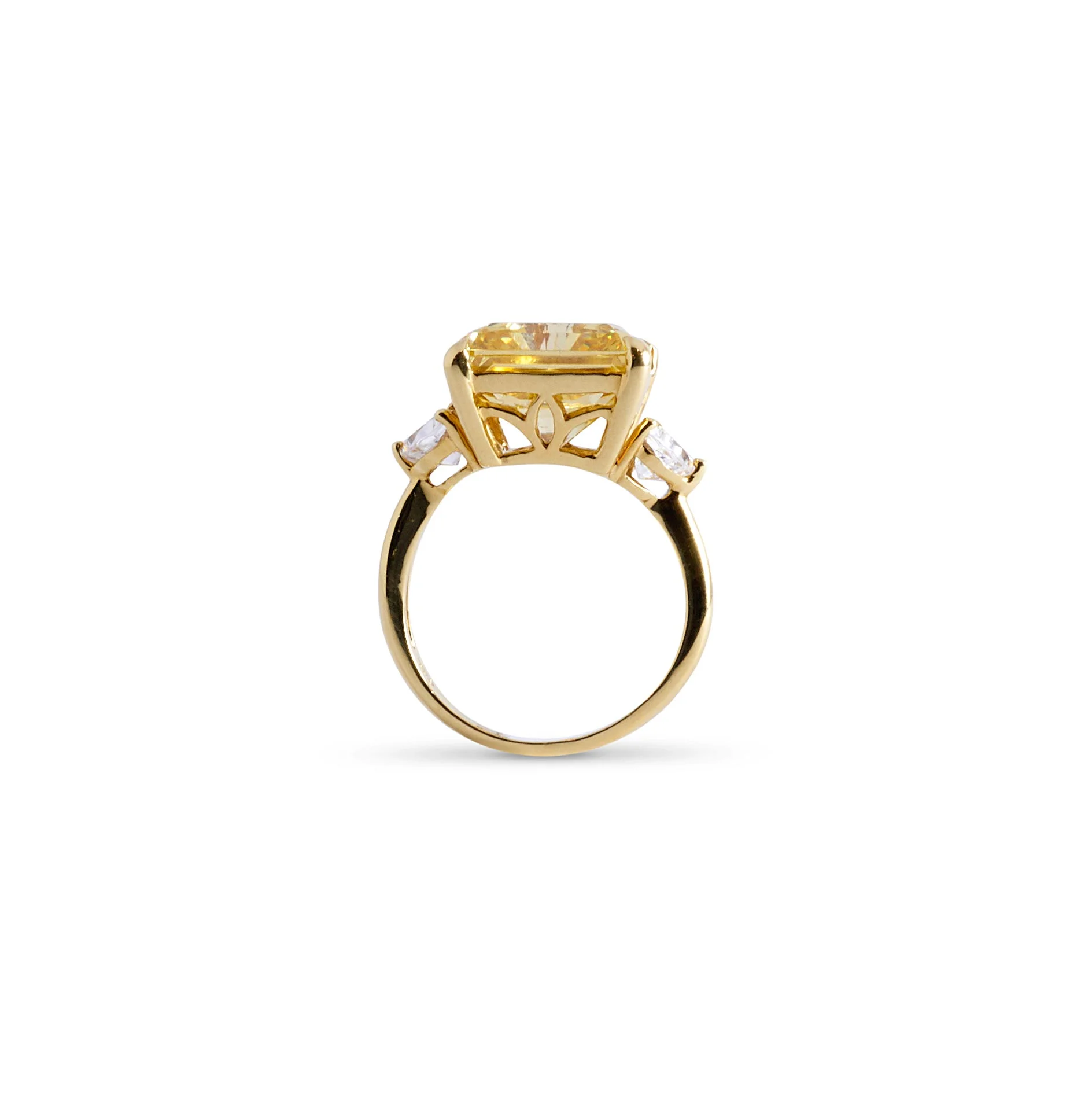 Square Shape Canary Crystal Ring