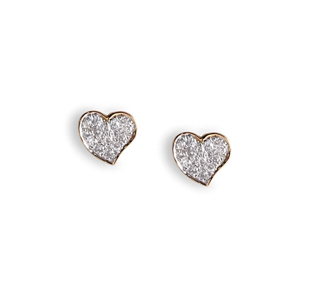 Small Pavé Diamond Heart Earrings