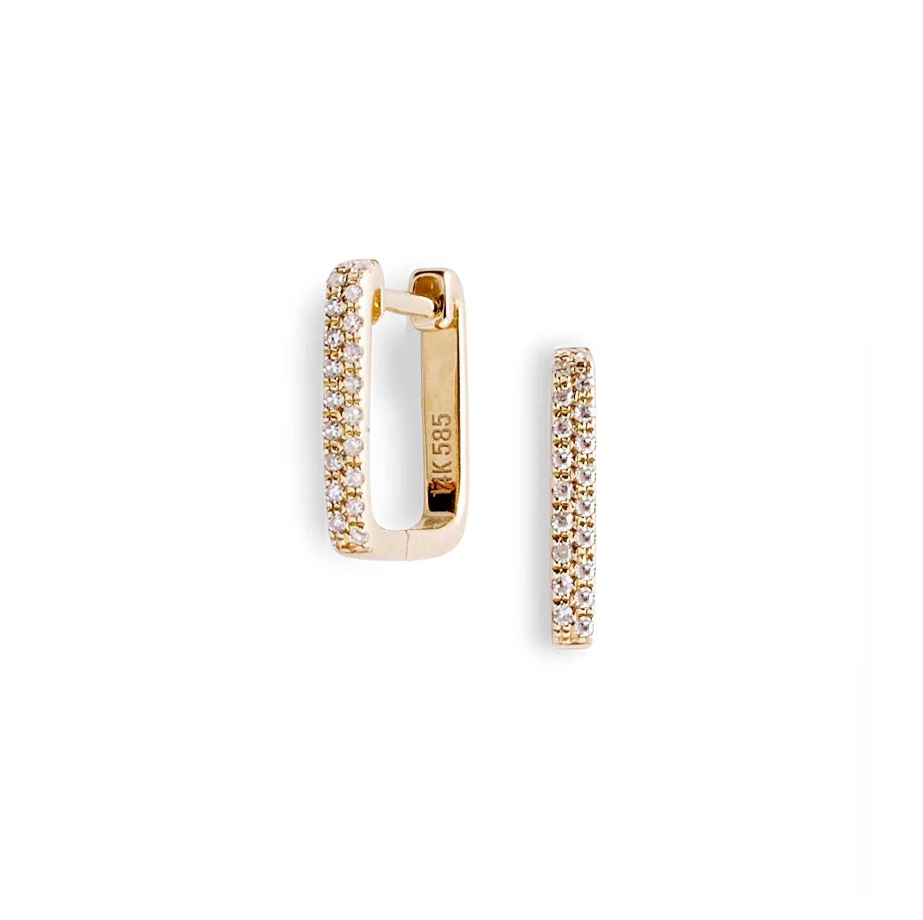Square Shape Diamond Huggie Earrings