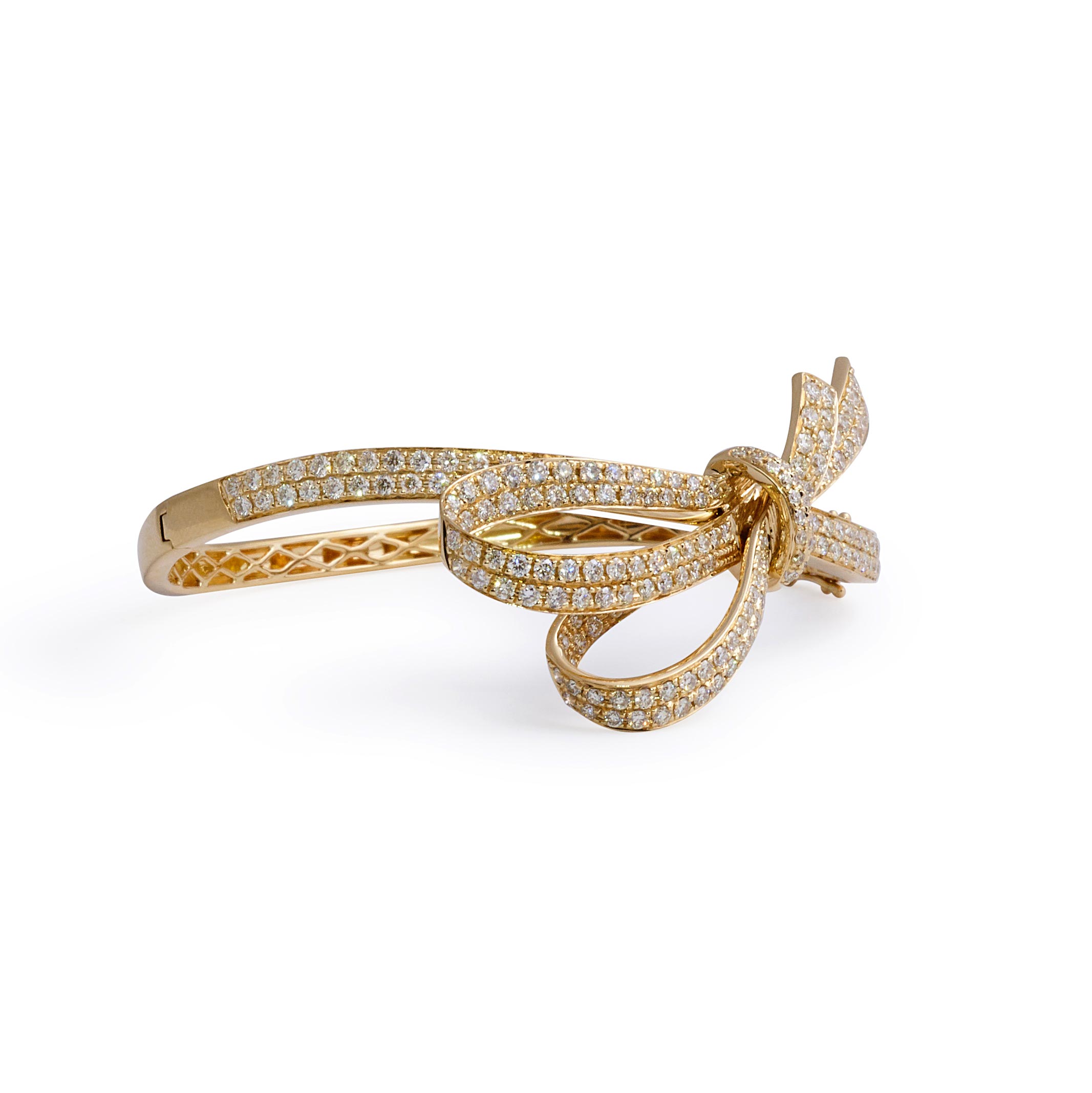 Gold and Diamond Bow Tie Bangle