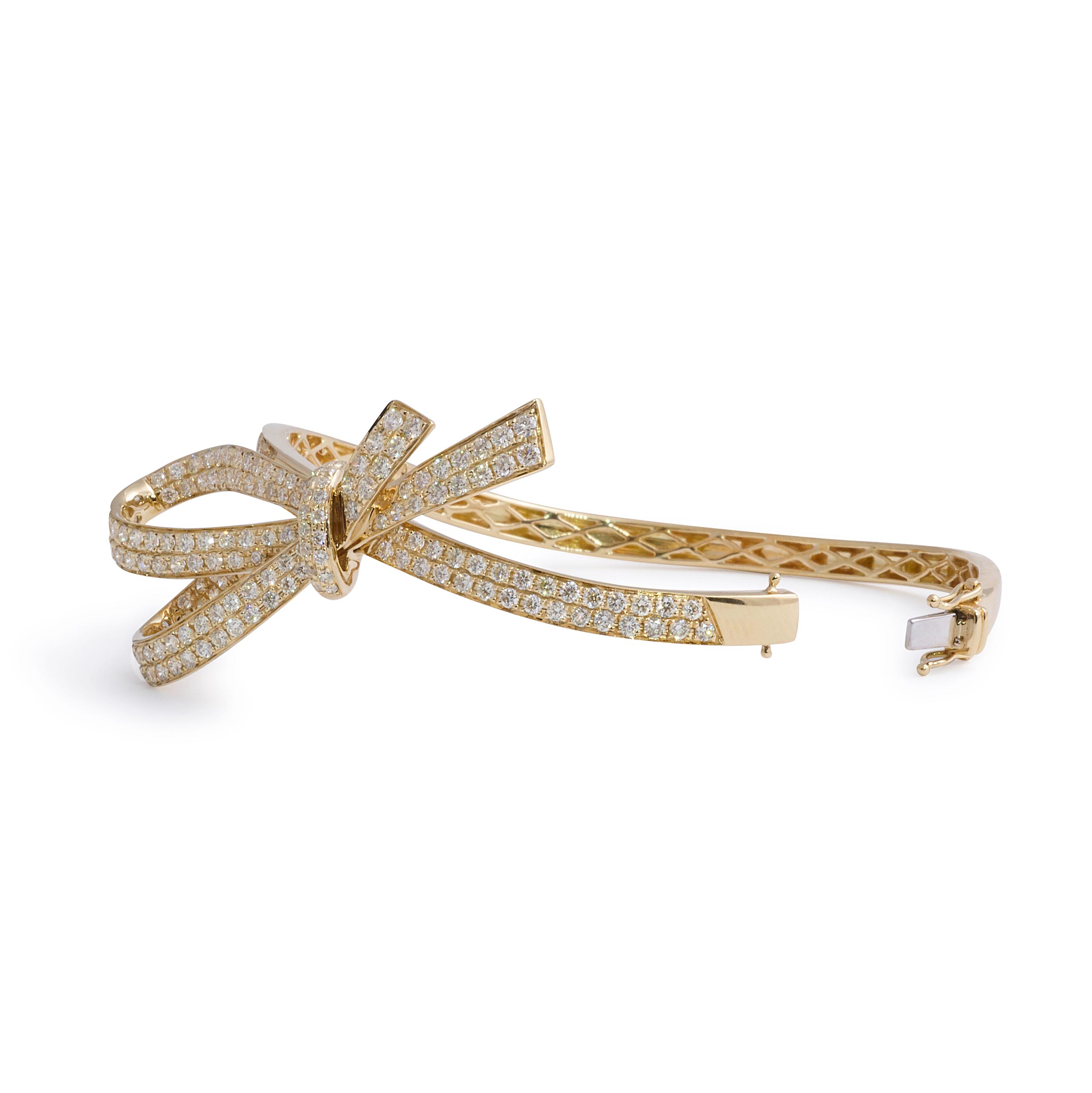 Gold and Diamond Bow Tie Bangle