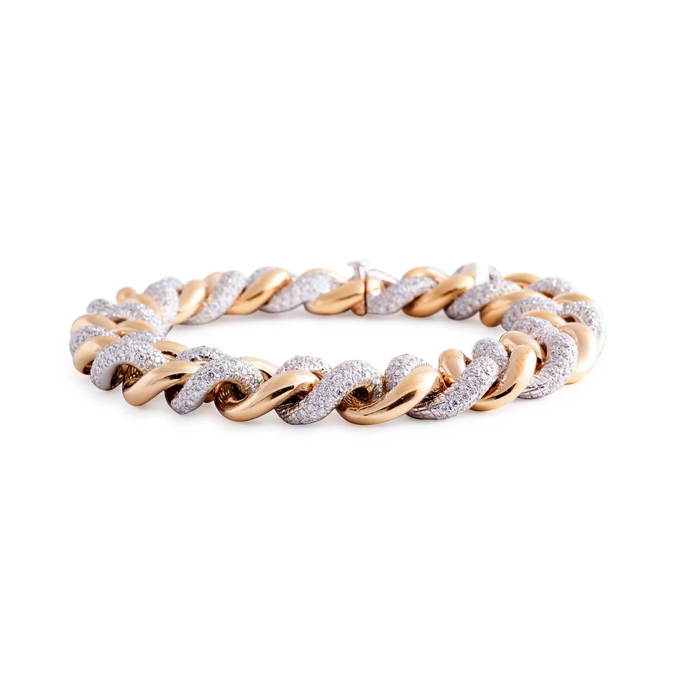 Gold and Diamond Cuban Link Bracelet