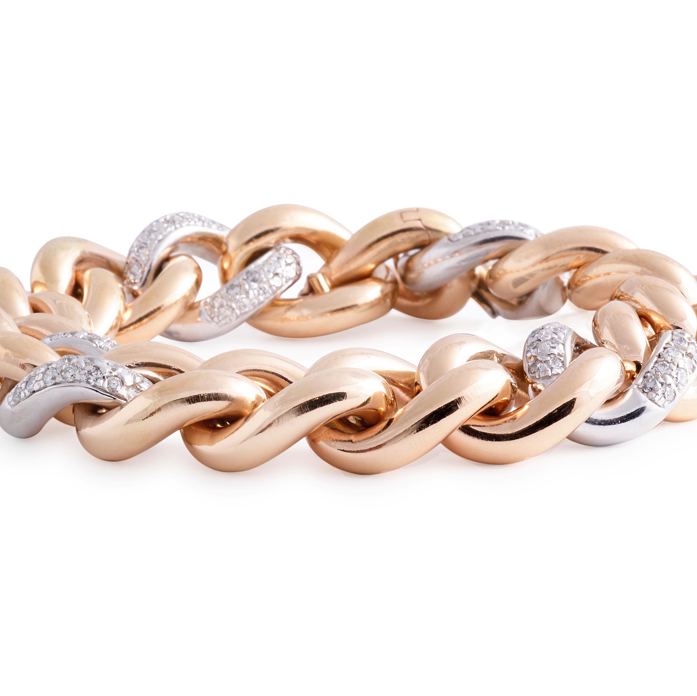 Gold and Diamond Cuban Link Bracelet