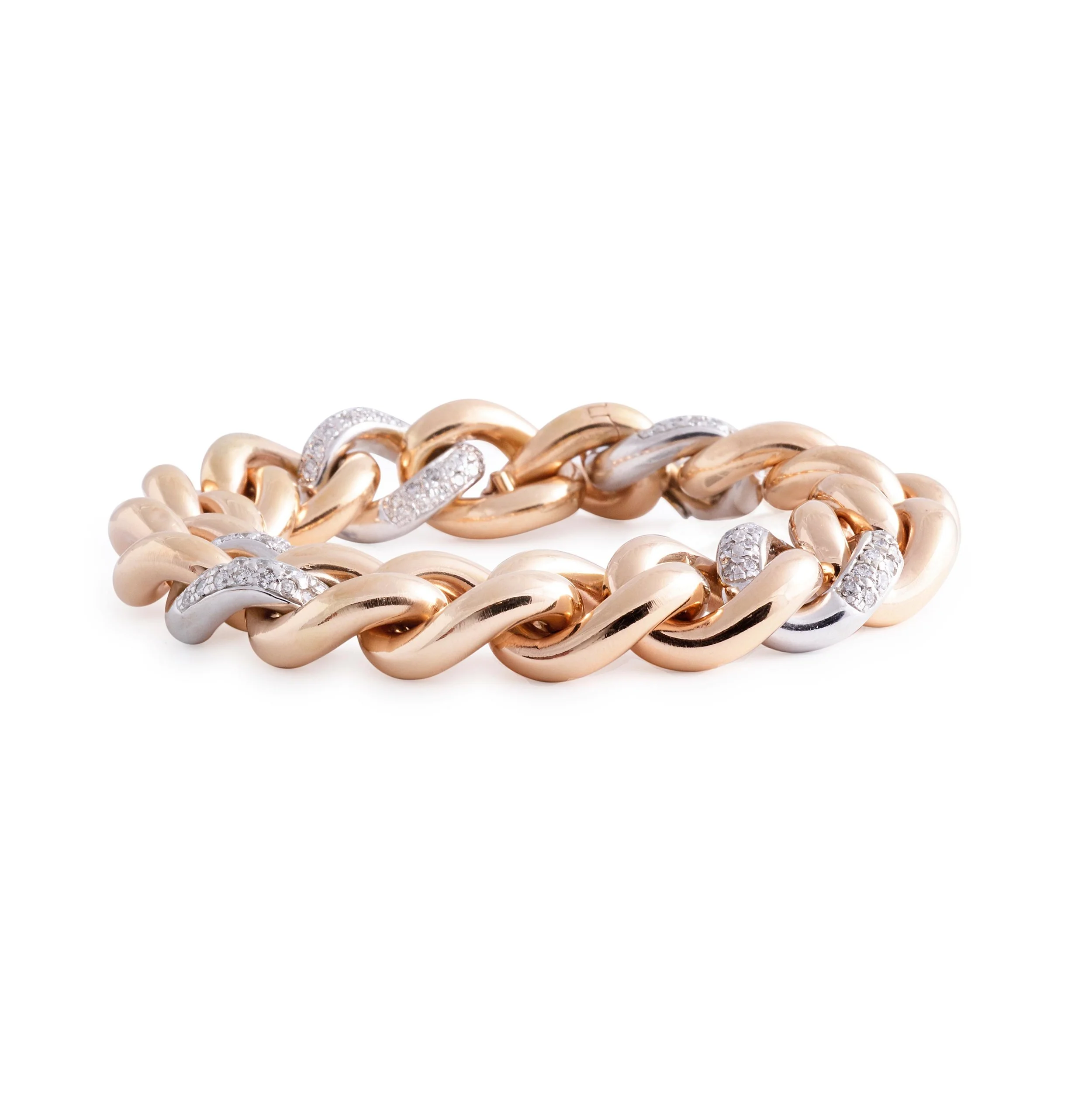Gold and Diamond Cuban Link Bracelet