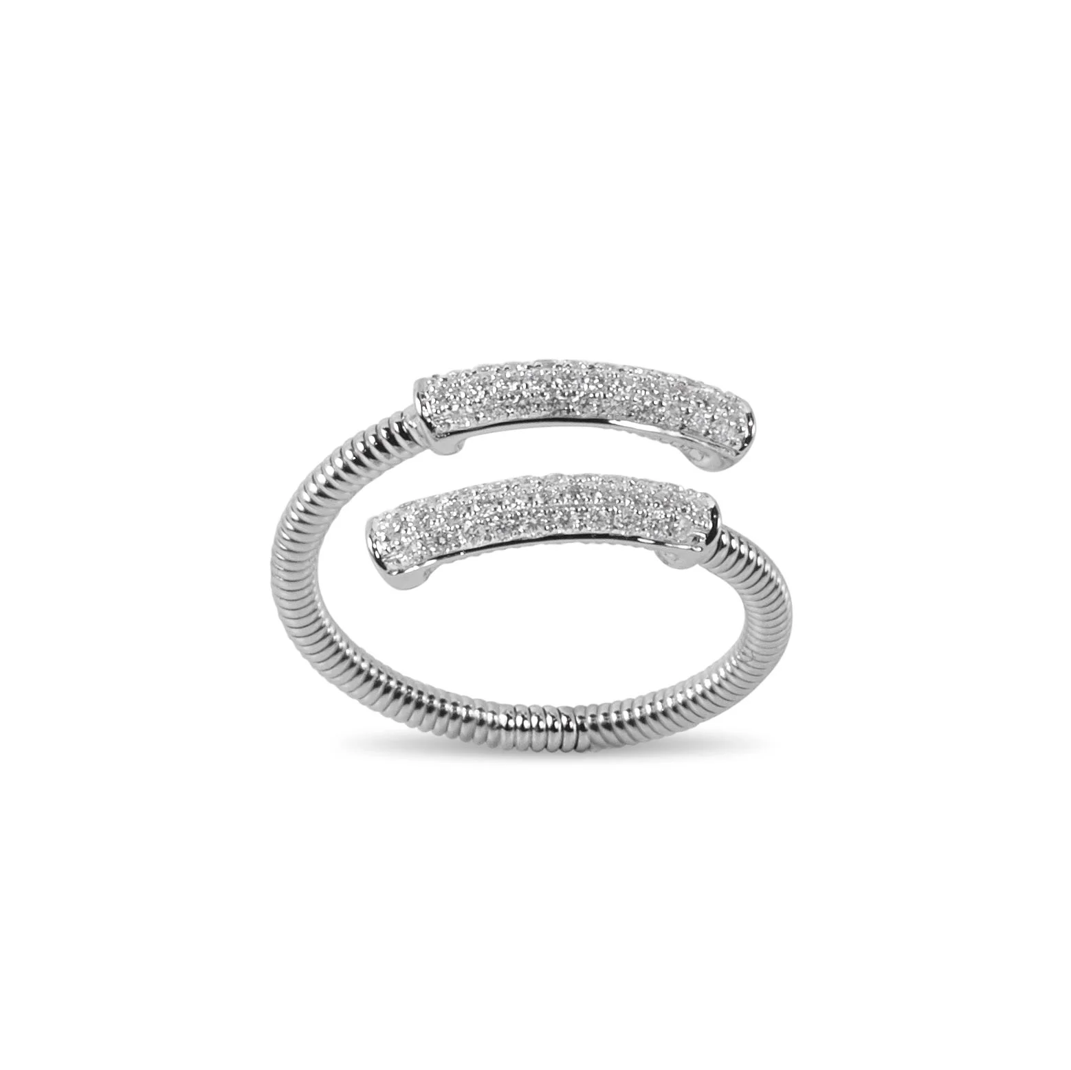 Pavé Diamond and Wired Gold Ring